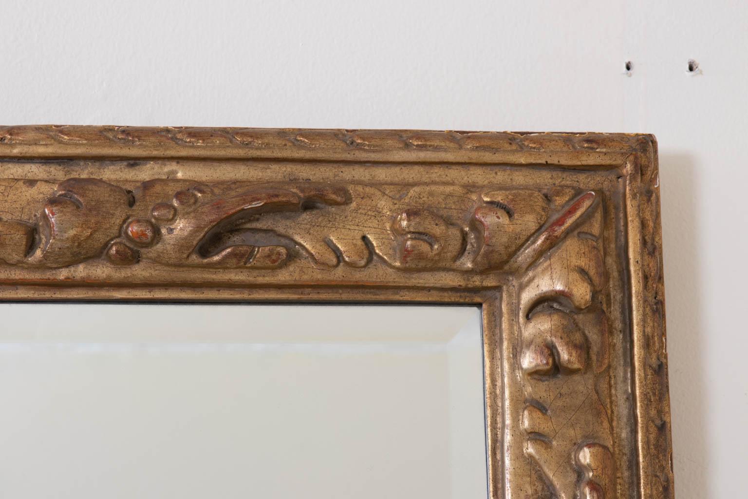Mid-20th Century Giltwood Mirror with Beveled Glass For Sale