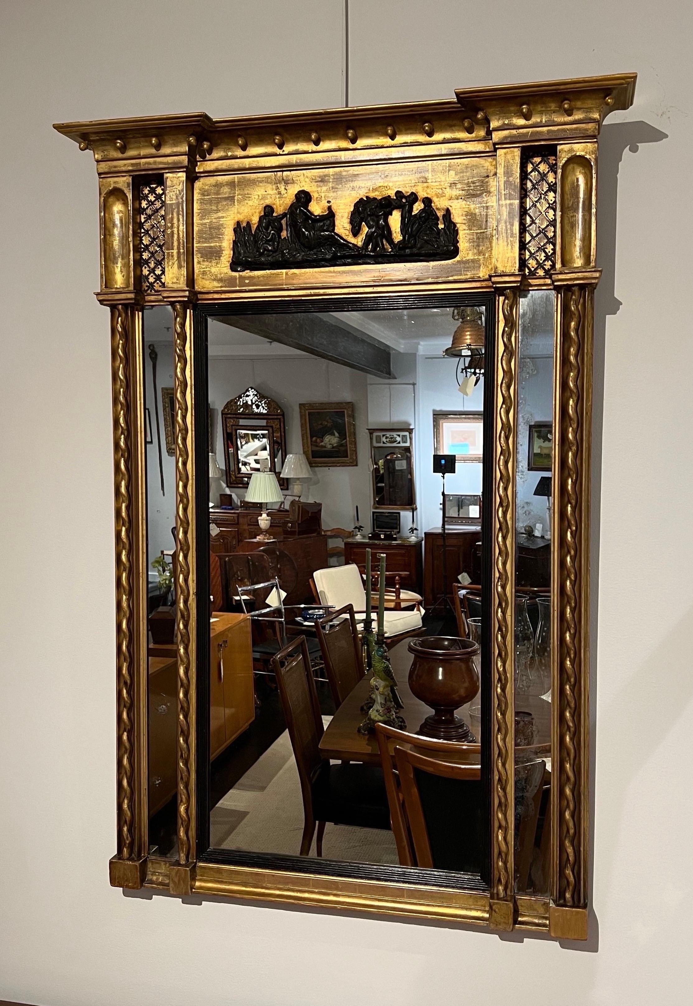 Miroir néoclassique bois doré en vente 4