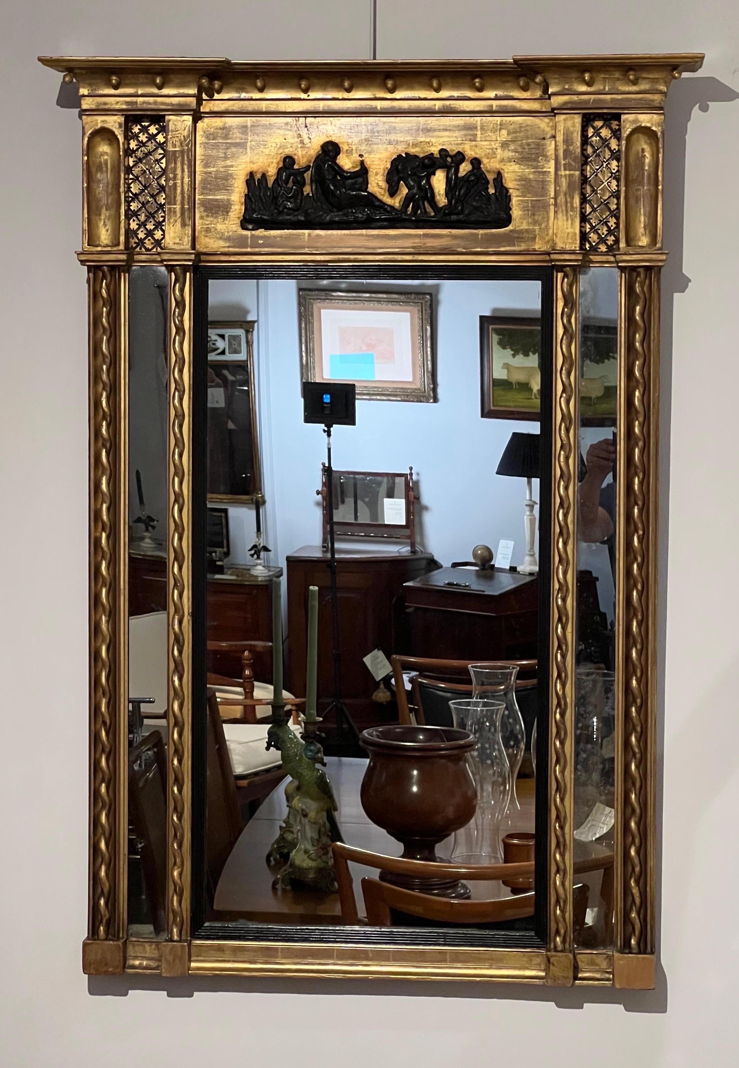 Miroir néoclassique bois doré en vente 5