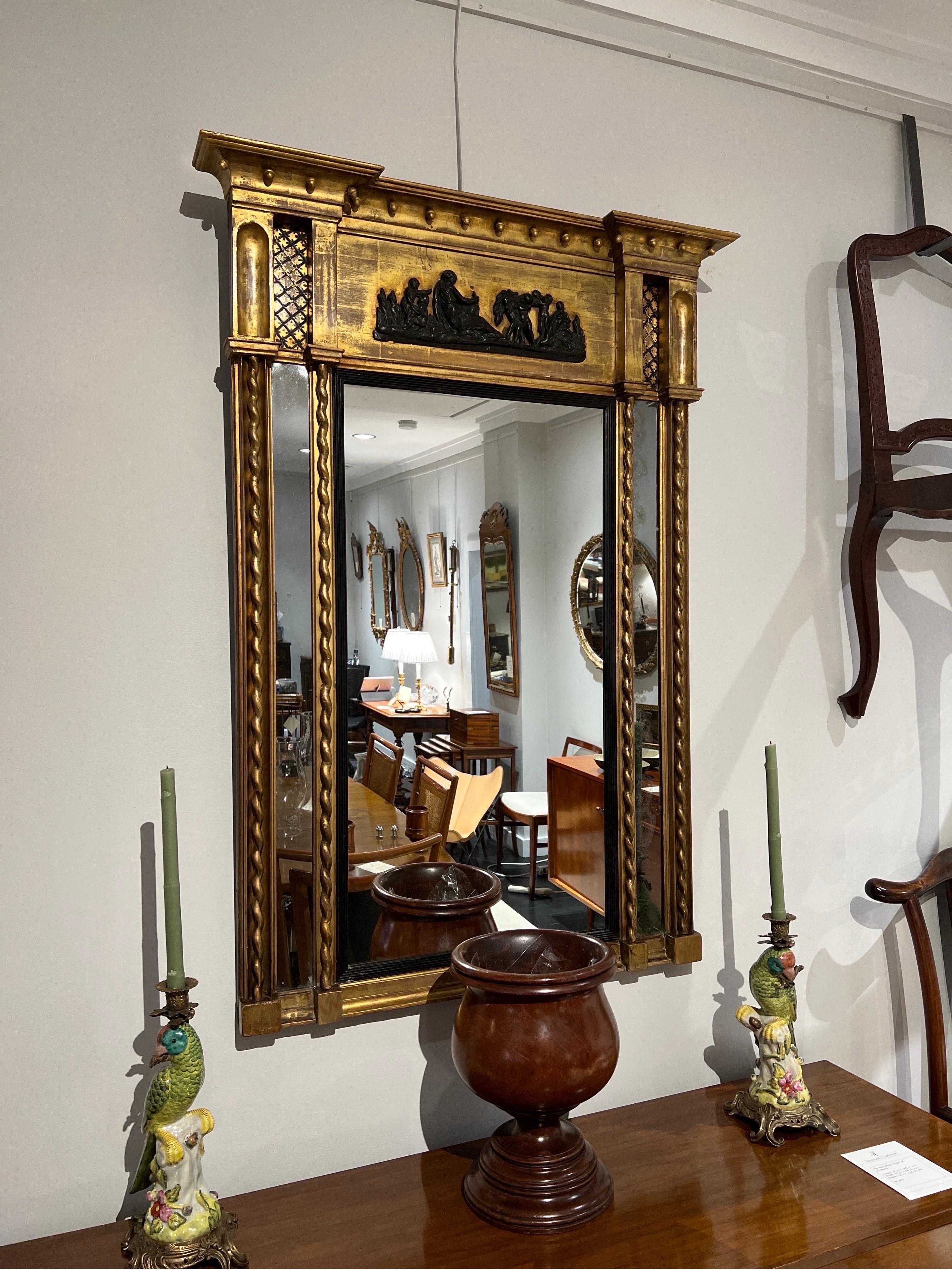 Miroir néoclassique bois doré en vente 6