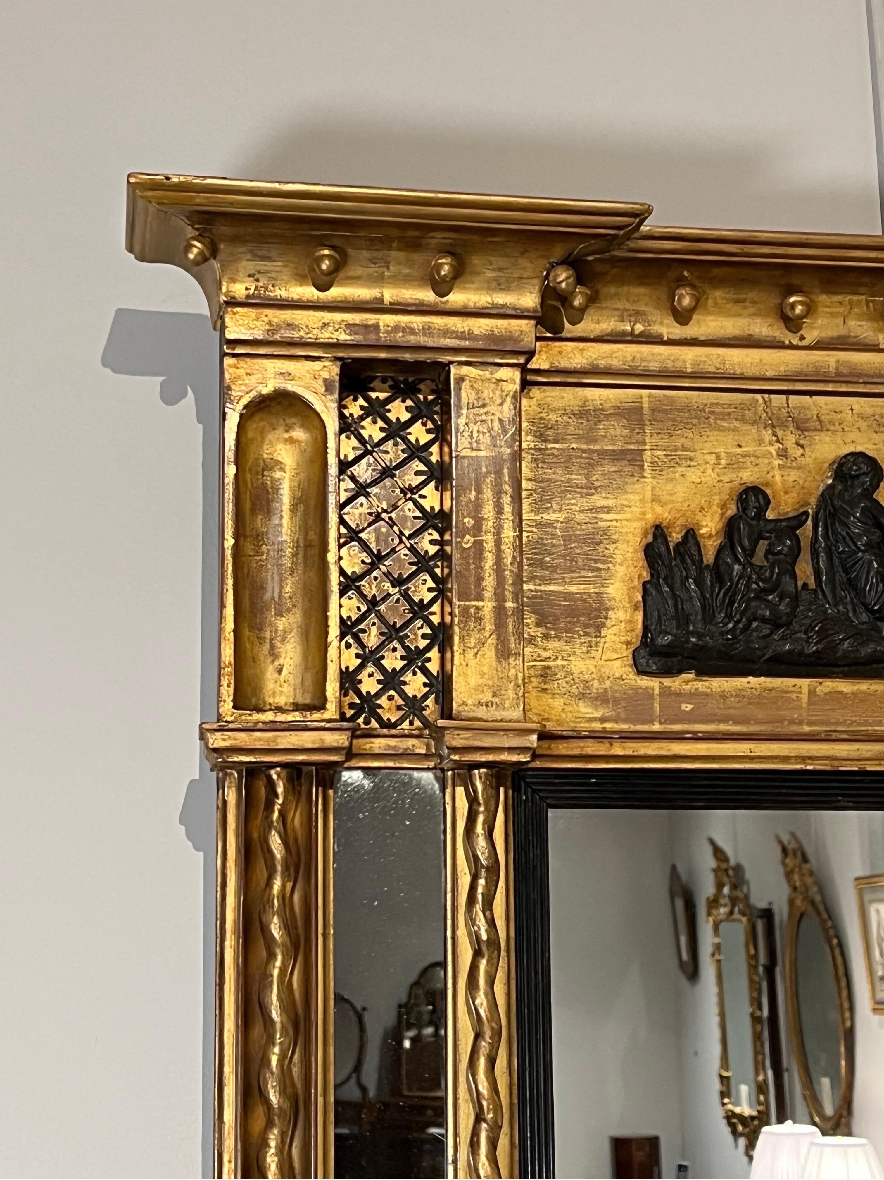 Argenté Miroir néoclassique bois doré en vente