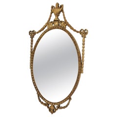 Giltwood Neoclassical Oval Mirror Adams Style
