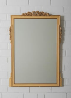 Giltwood Neoclassical Style Rectangular Mirror with Laurel and Floral Crest