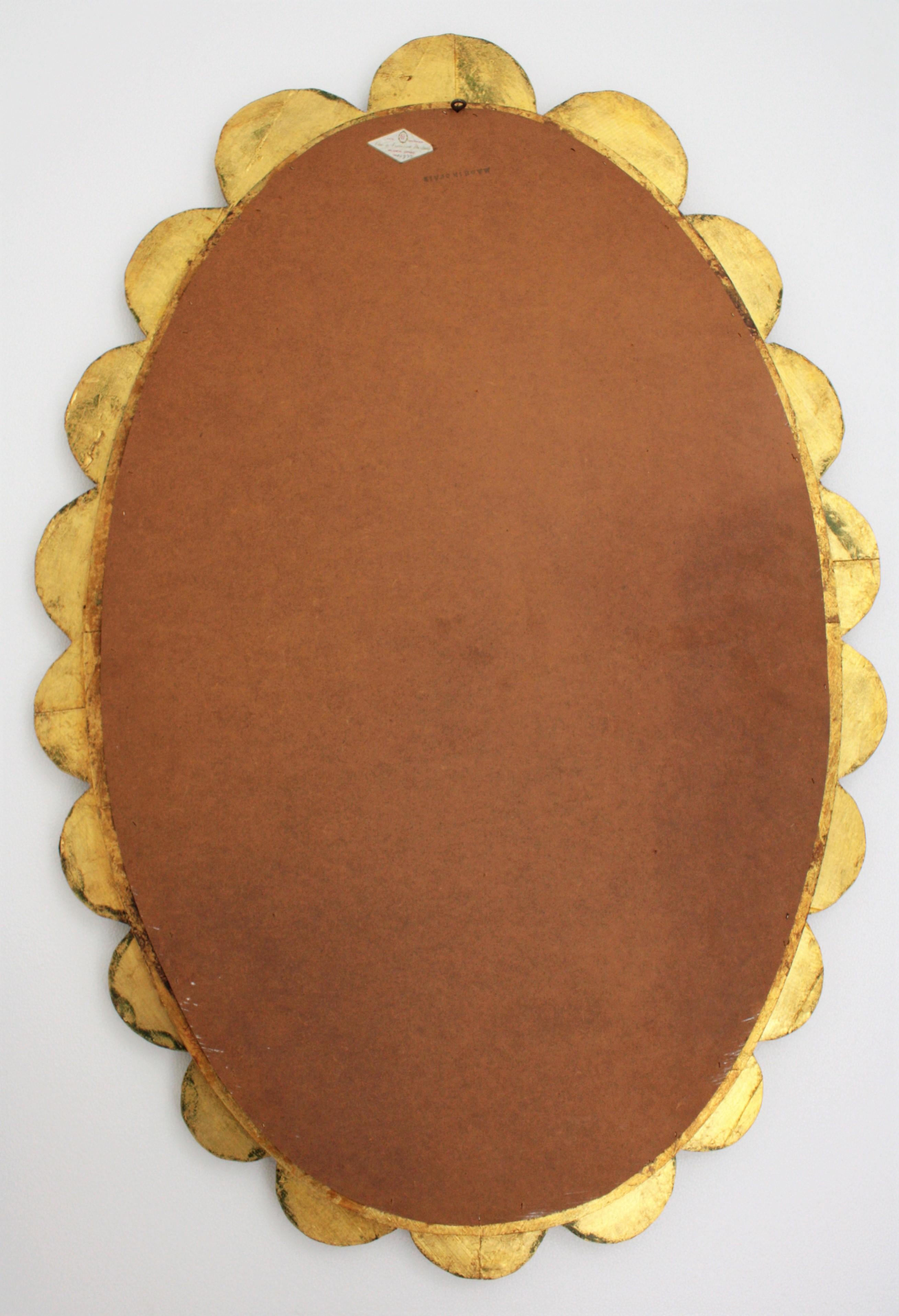 Giltwood Oval Carved Shell Mirror by Francisco Hurtado 3