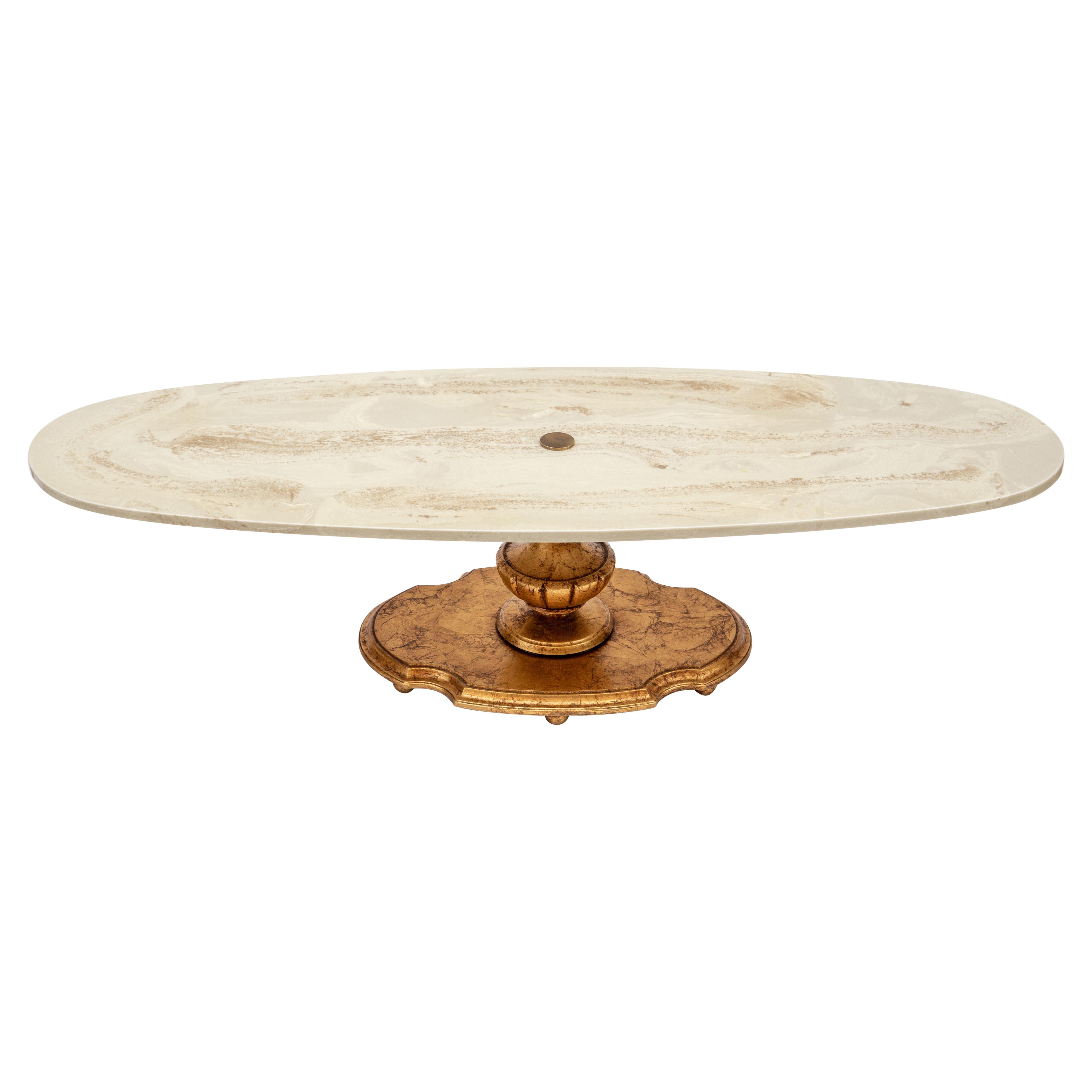 oval pedestal coffee table