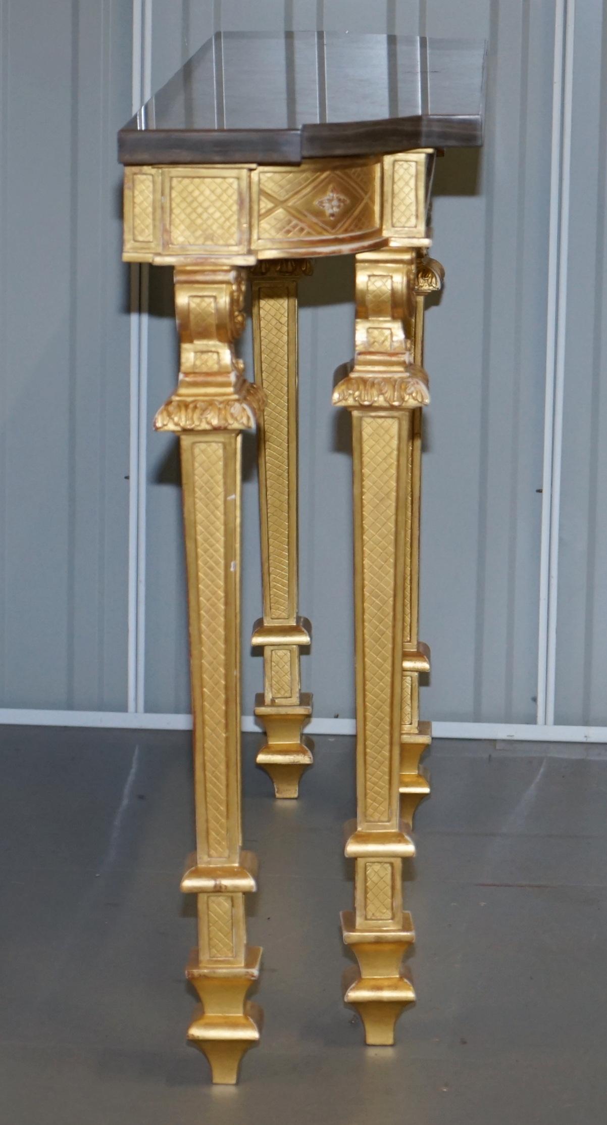 Giltwood Pier Mirror & Quad Pedestal Leg Marble Topped Table after Robert Adam 12