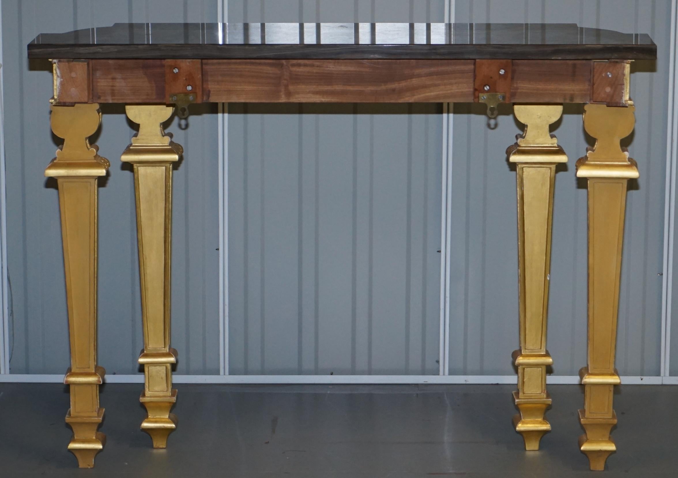 Giltwood Pier Mirror & Quad Pedestal Leg Marble Topped Table after Robert Adam 13