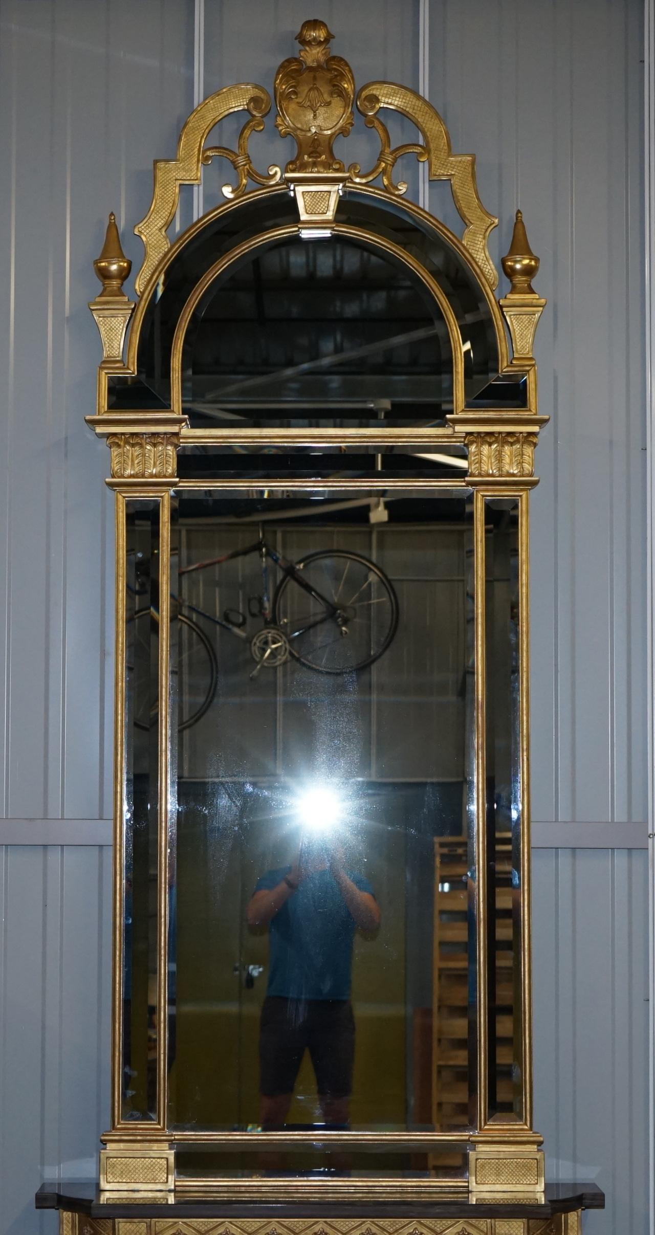 We are delighted to offer this absolutely enormous Giltwood pier mirror and marble topped console table after Robert Adam, 1728-1782

A very good looking and highly decorative Pier mirror with matching console table, the pair together genuinely