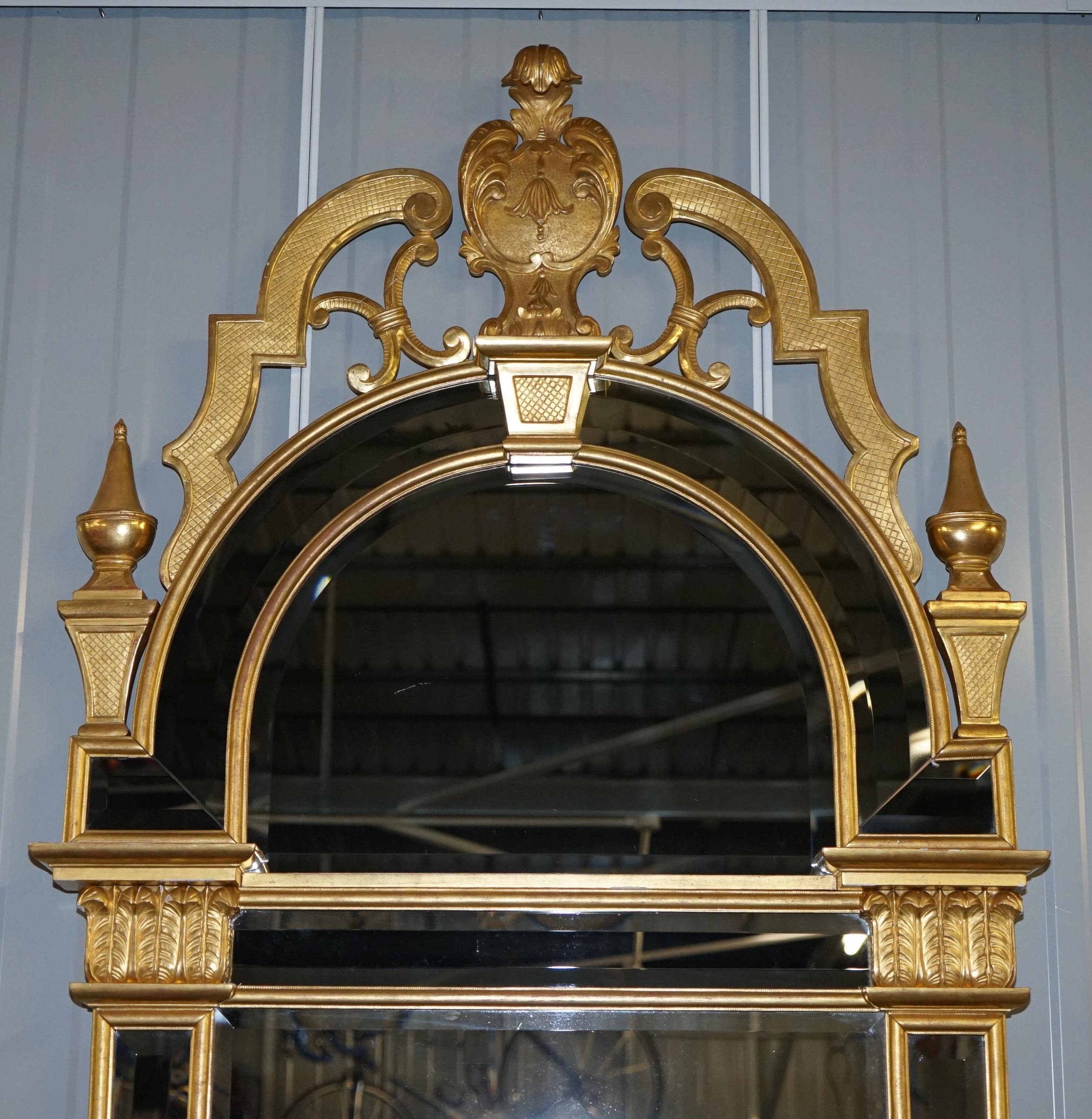 Georgian Giltwood Pier Mirror & Quad Pedestal Leg Marble Topped Table after Robert Adam