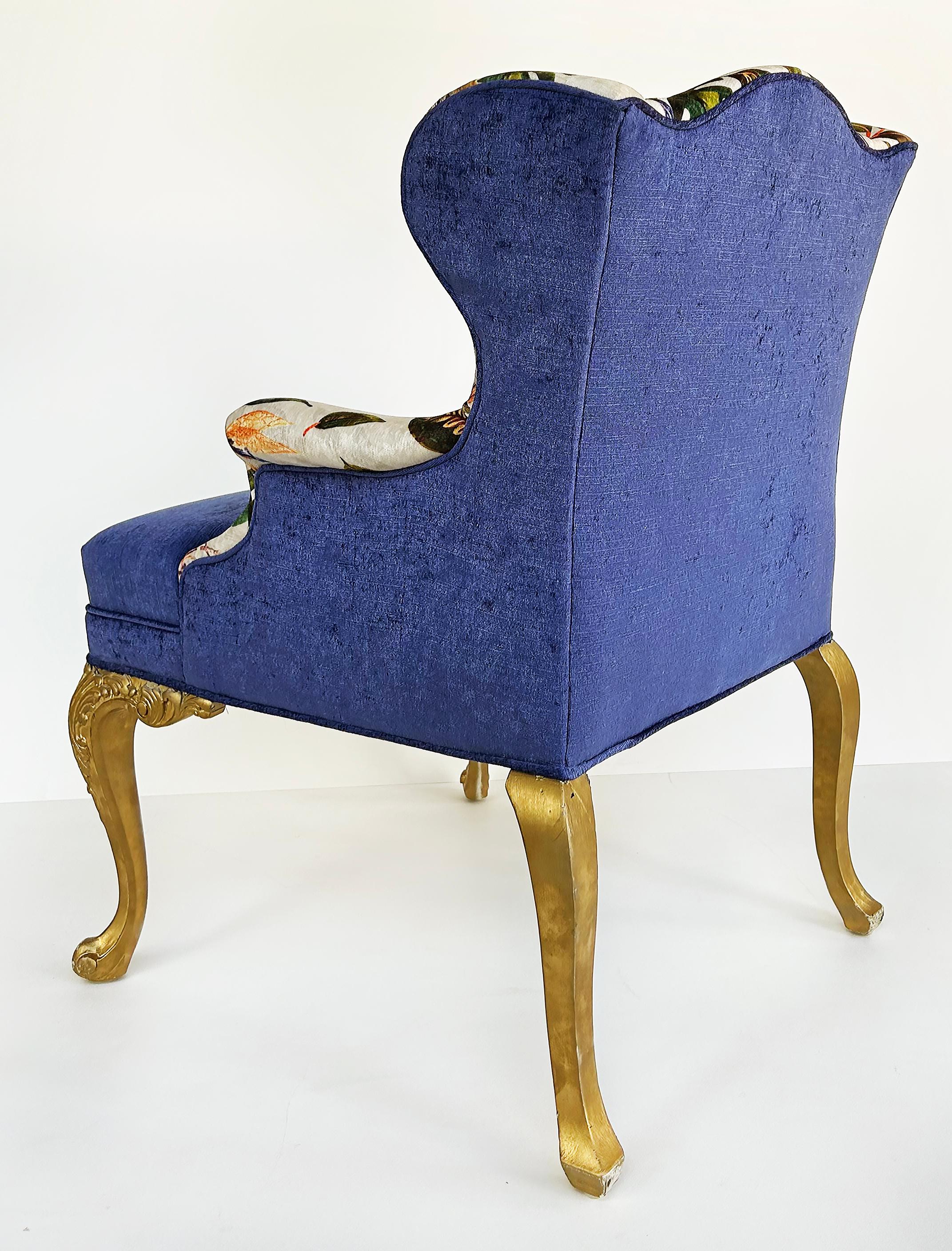 Giltwood Kürzlich gepolstert Ohrensessel mit Floral Print Stoff im Angebot 1