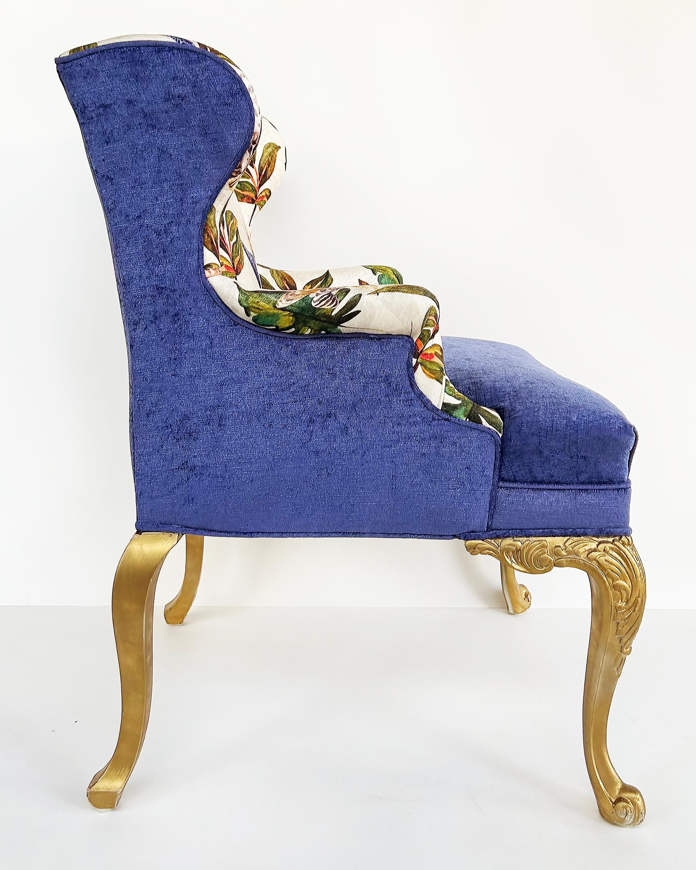 Giltwood Kürzlich gepolstert Ohrensessel mit Floral Print Stoff im Angebot 4