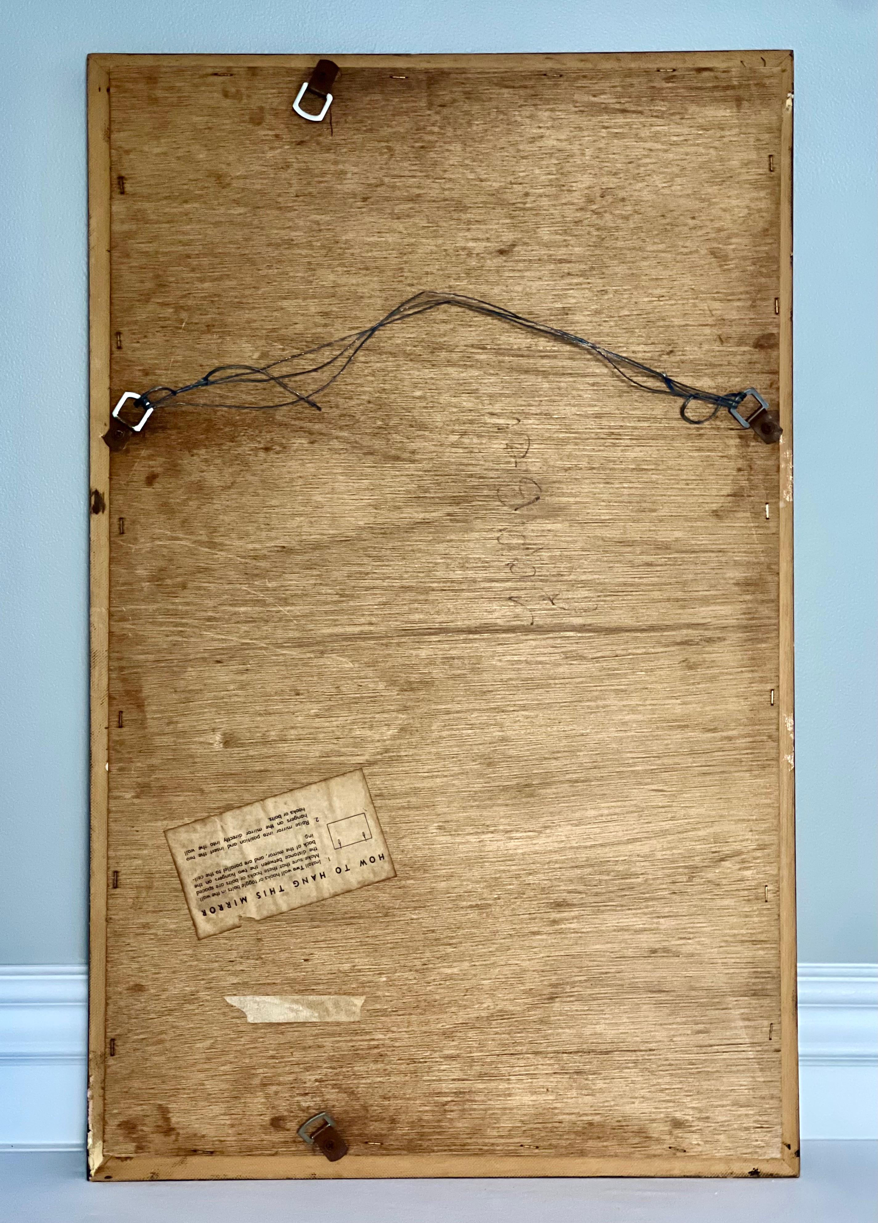 Giltwood Rectangular Beveled Mirror, 1940s 1