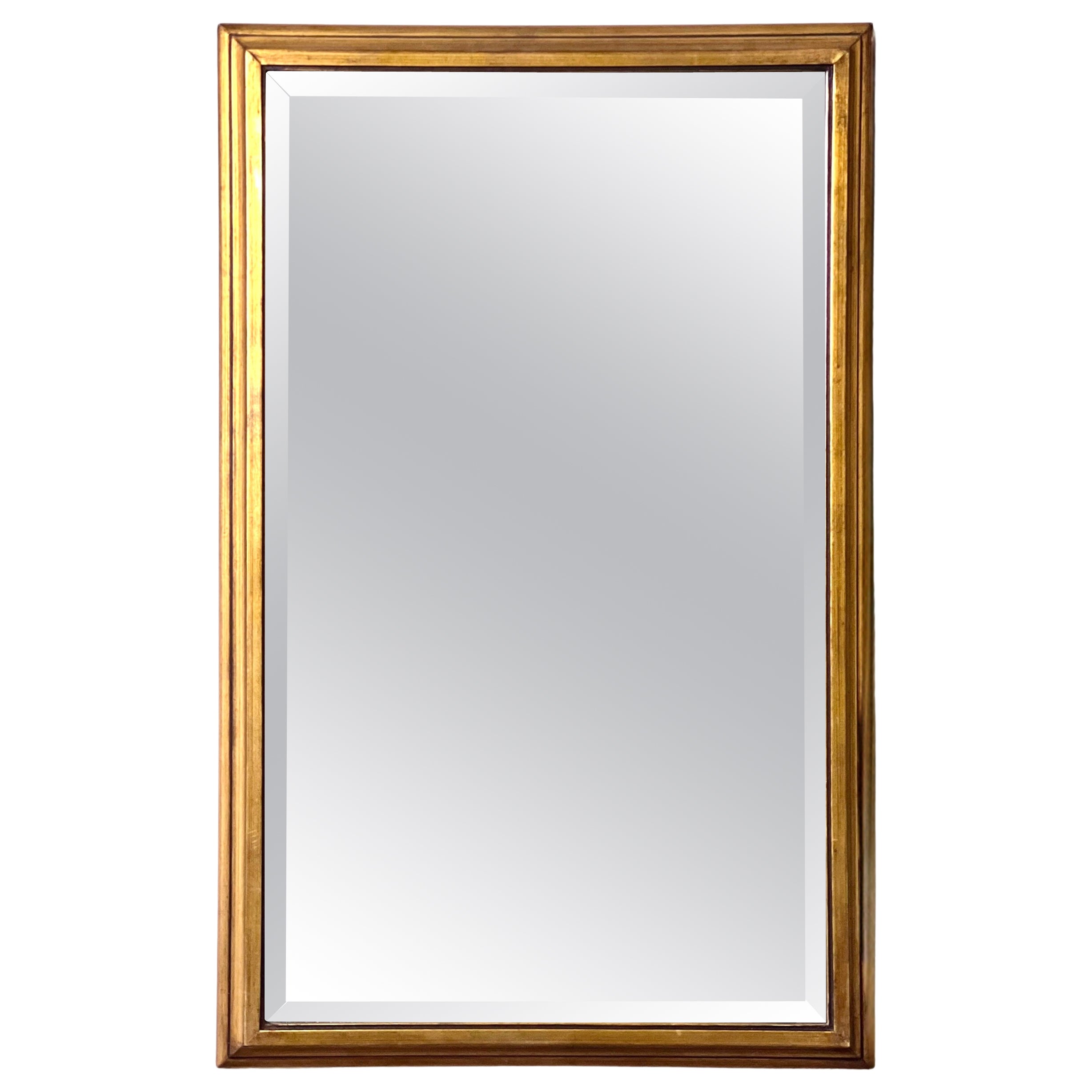 Giltwood Rectangular Beveled Mirror, 1940s