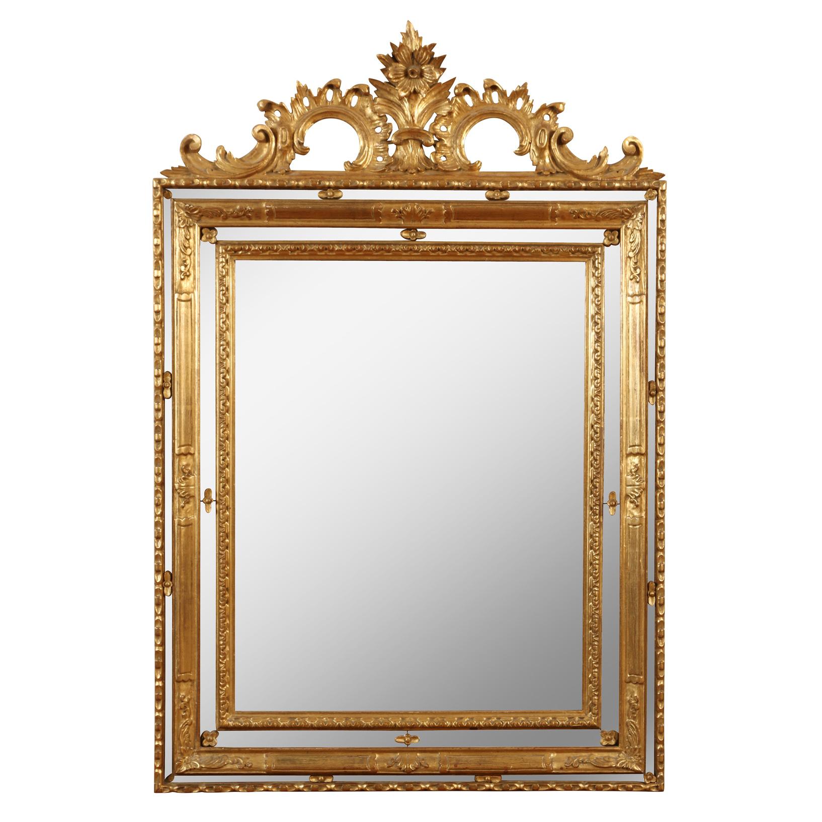 Vergoldeter Giltwood-Spiegel im Regence-Stil mit drei Rahmen (20. Jahrhundert) im Angebot
