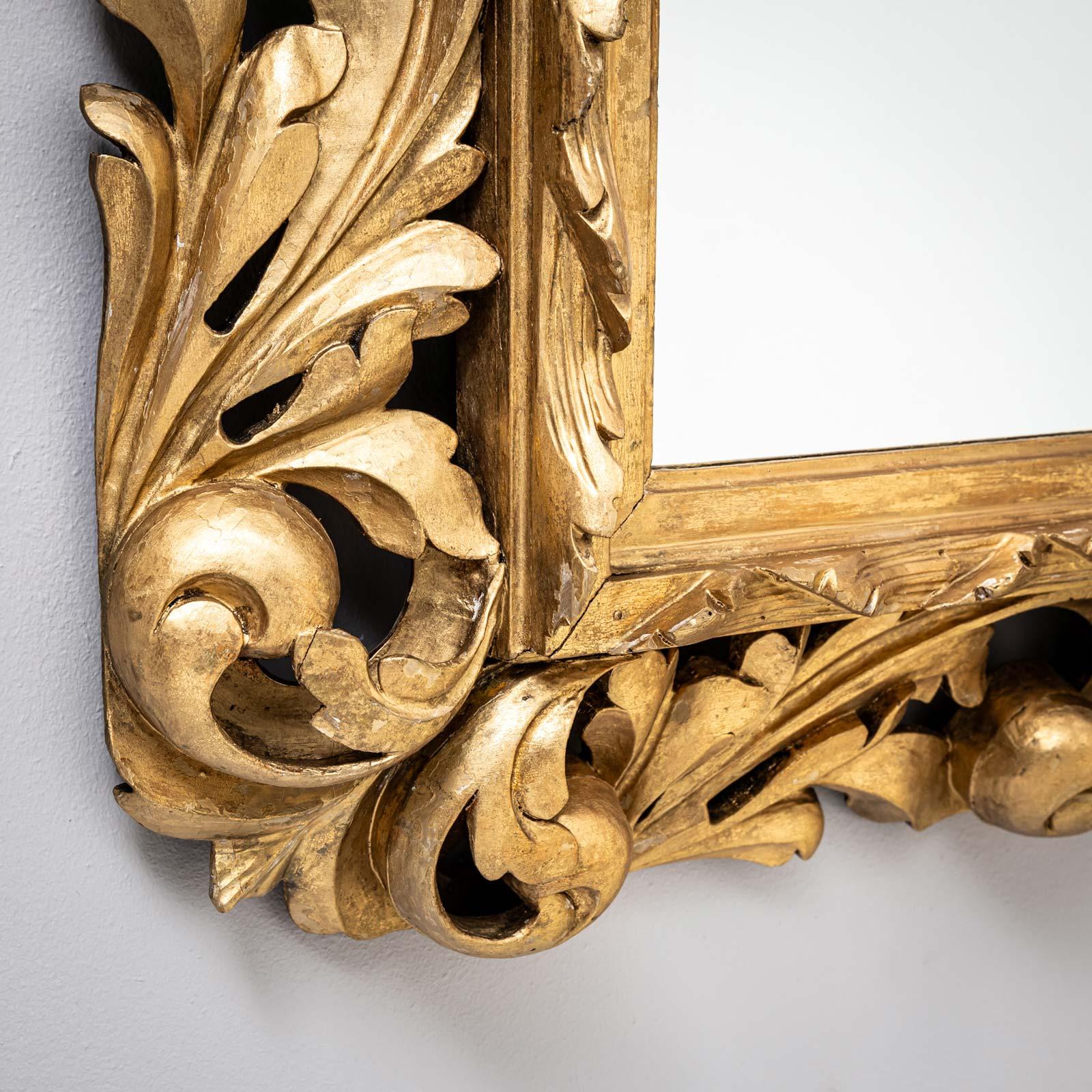 XIX secolo Specchio Florentine in legno dorato in stile rinascimentale, 19° secolo ca. in vendita