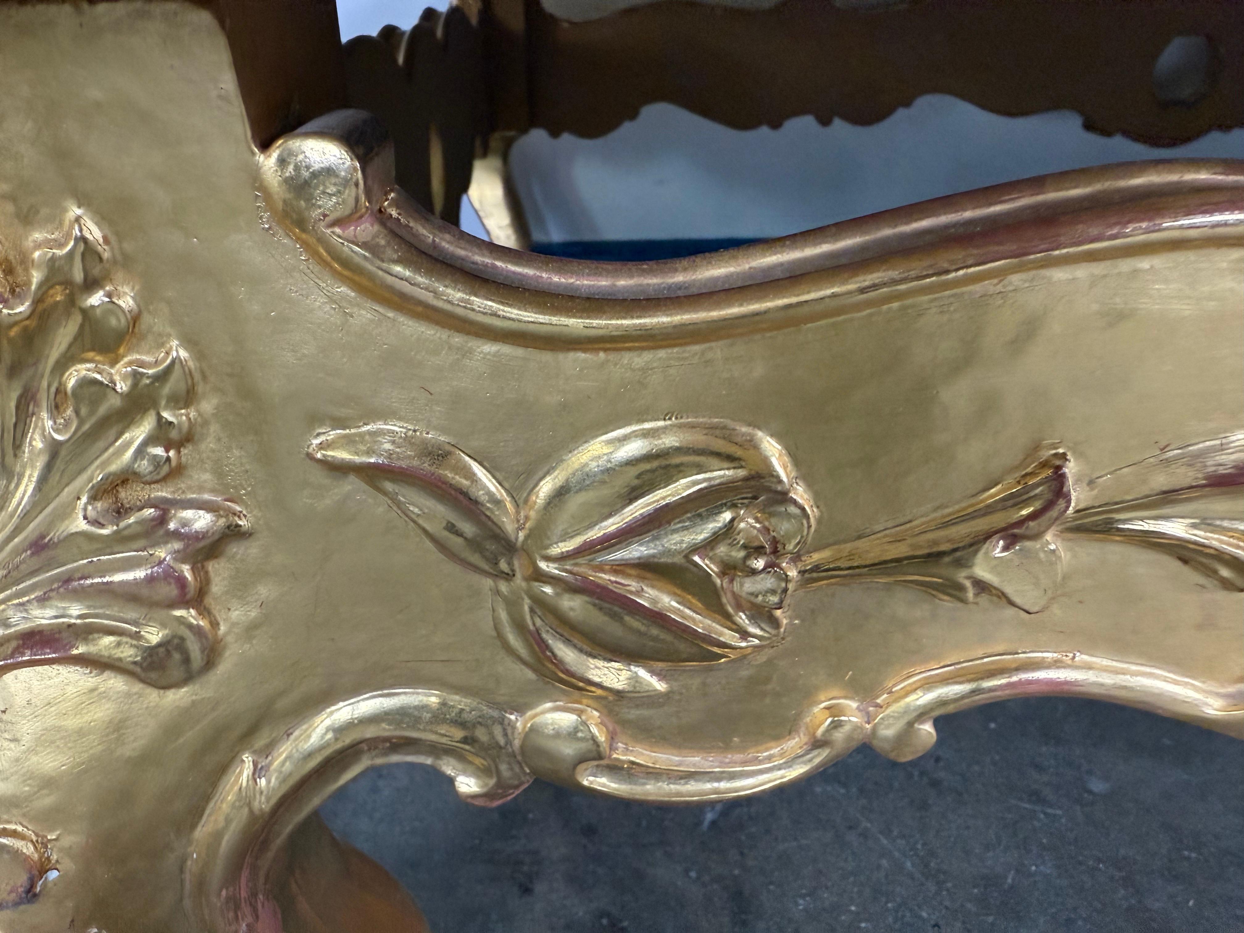 Giltwood Rococo Coffee Table with Antiqued Mirrored Top For Sale 8