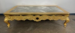 Giltwood Rococo Coffee Table with Antiqued Mirrored Top