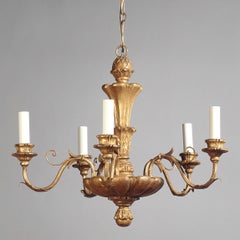 Giltwood Rokoko Fünf Lichter Kronleuchter