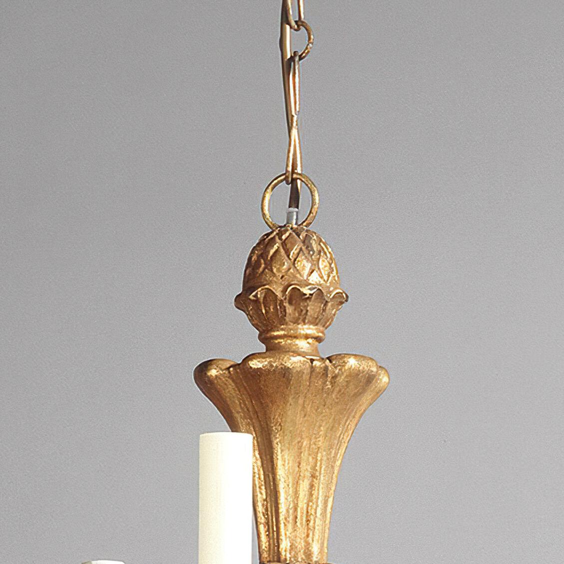 XXIe siècle et contemporain Lustre Rocococo à cinq lumières en bois doré en vente