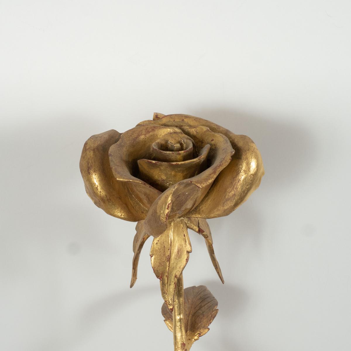American Giltwood Rose Sculpture by Carlos Villegas For Sale