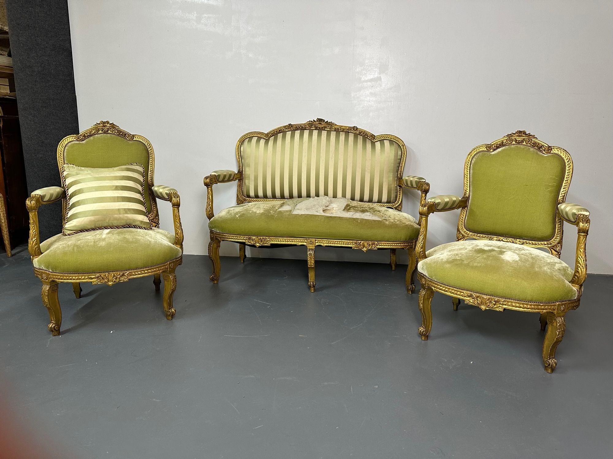 Giltwood Settee, Canape Louis XV, Durand, 19th Century, Solid Wood 10