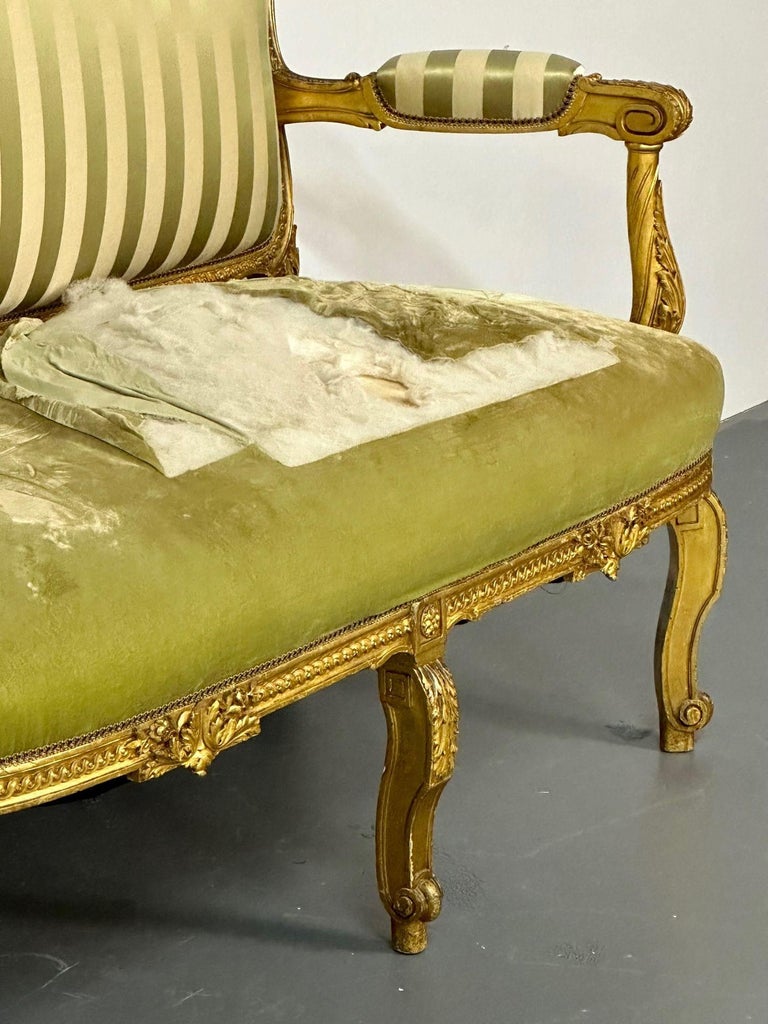 Giltwood Settee, Canape Louis XV, Durand, 19th Century, Solid Wood For