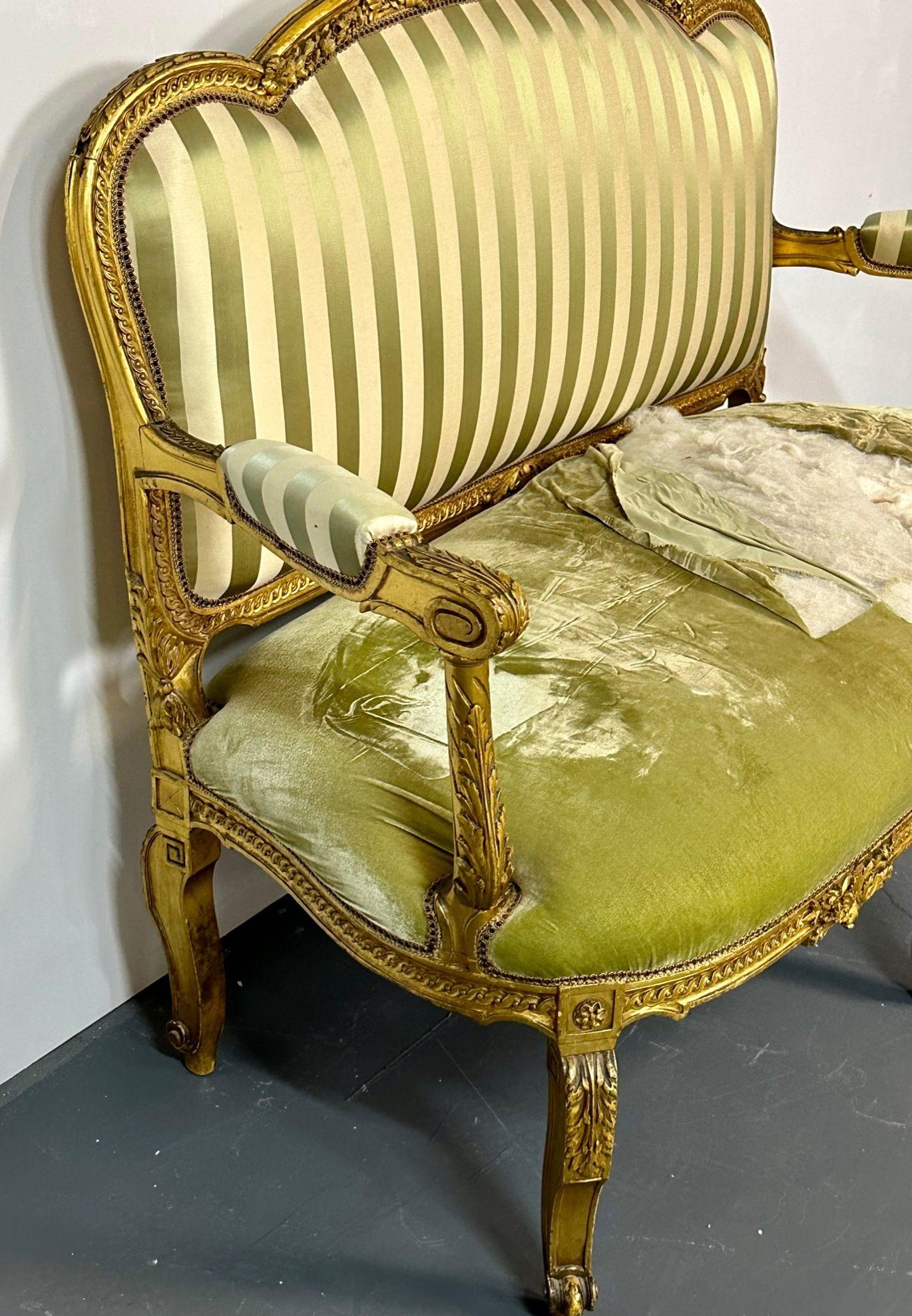 Late 19th Century Giltwood Settee, Canape Louis XV, Durand, 19th Century, Solid Wood