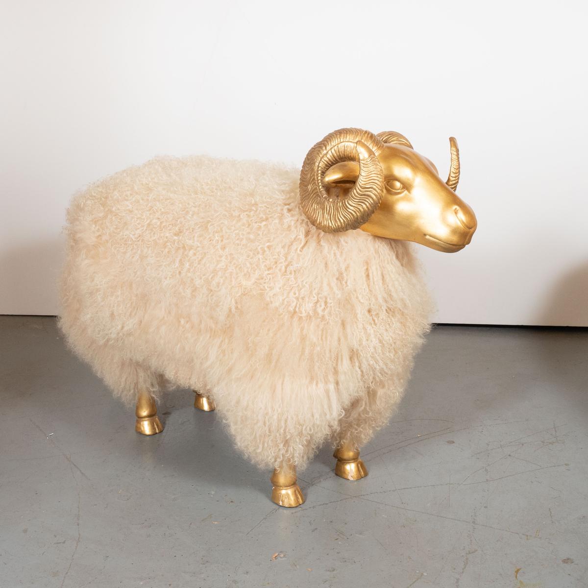 American Giltwood Sheep Family by Carlos Villegas For Sale