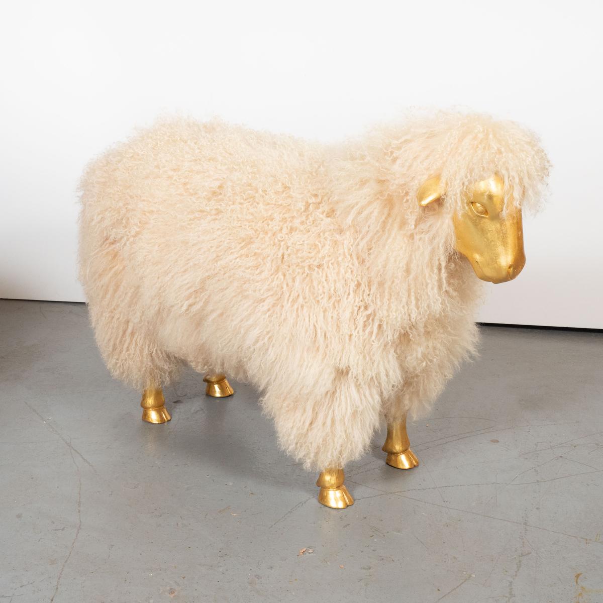 Giltwood Sheep Family by Carlos Villegas For Sale 1