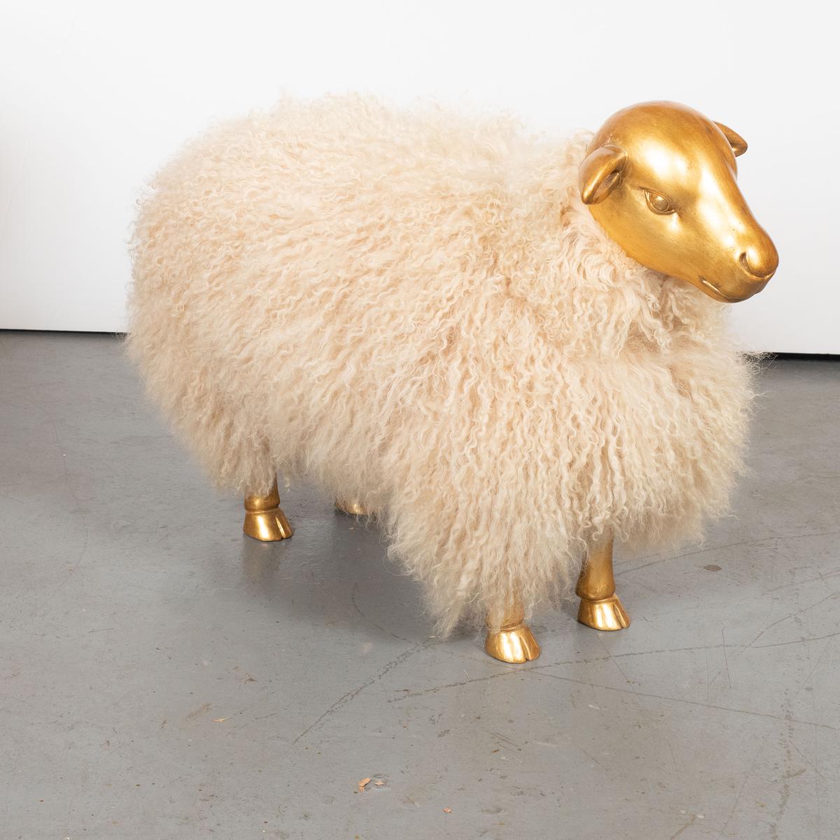 Giltwood Sheep Family by Carlos Villegas For Sale 3