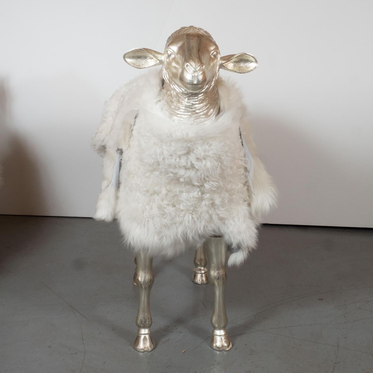 American Giltwood Sheep Sculpture by Carlos Villegas For Sale