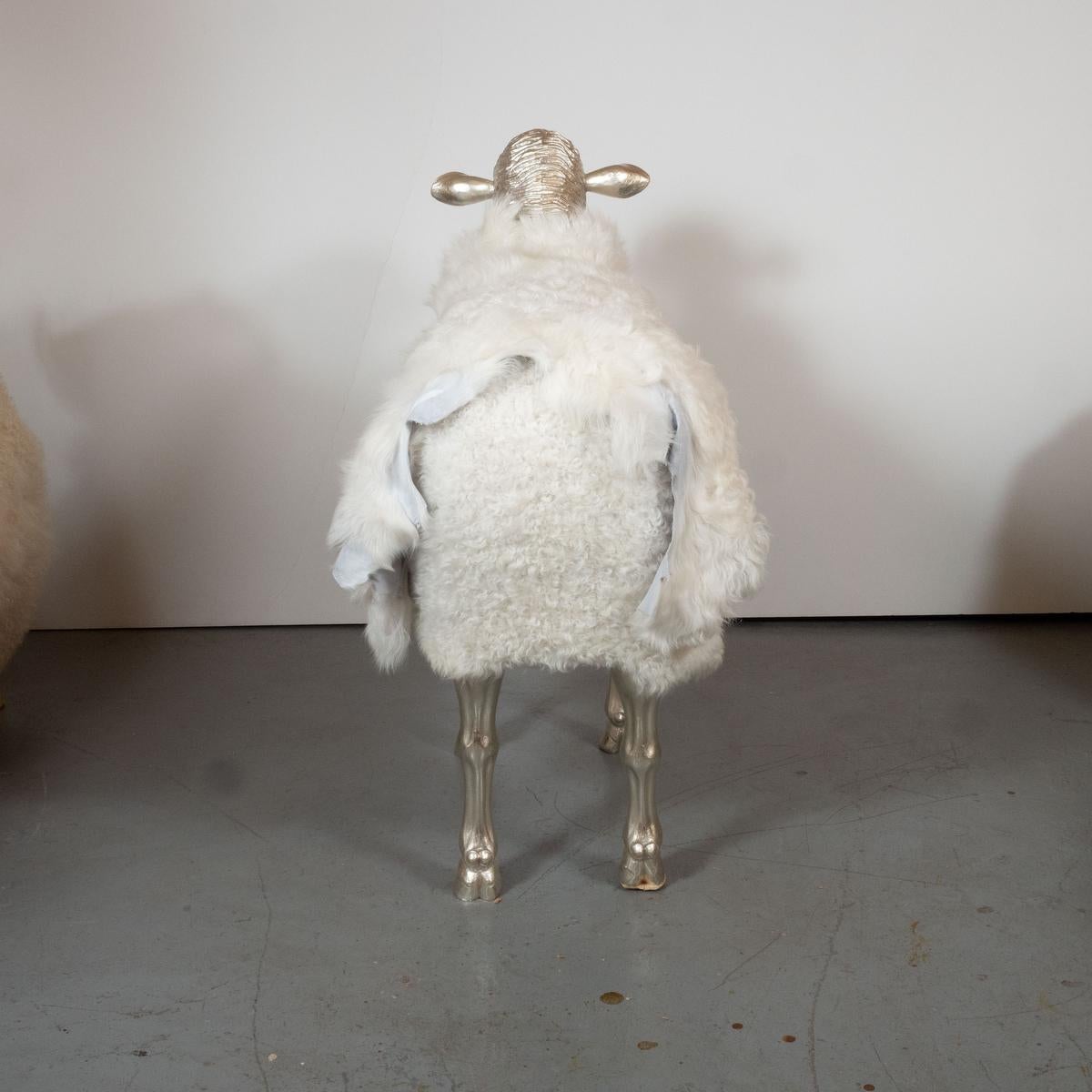 Contemporary Giltwood Sheep Sculpture by Carlos Villegas For Sale
