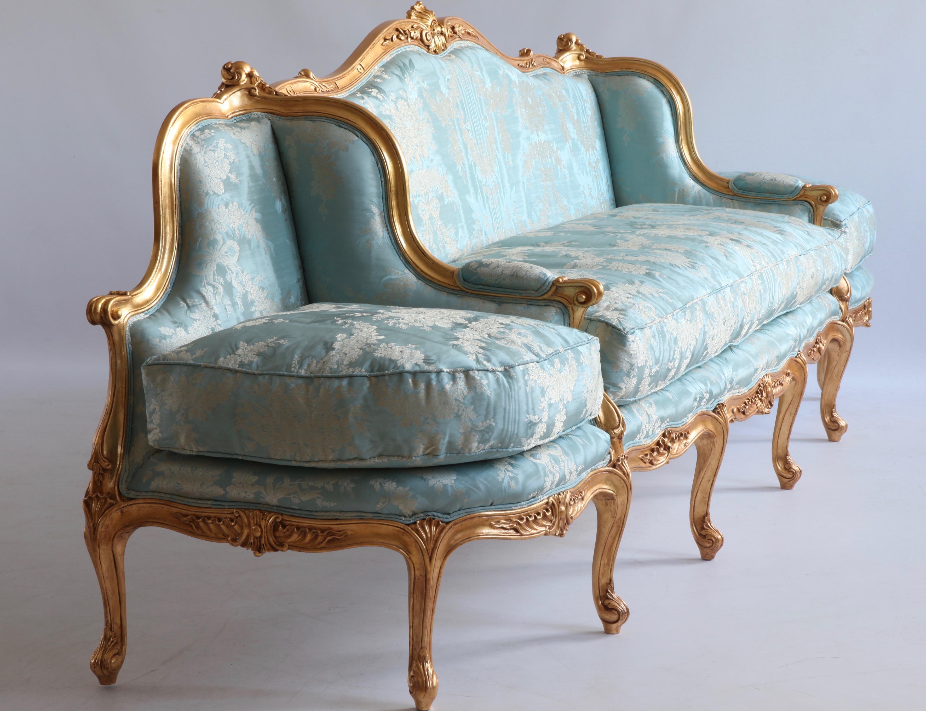 Giltwood Sofa Hand Carved in the Louis XV Style 3