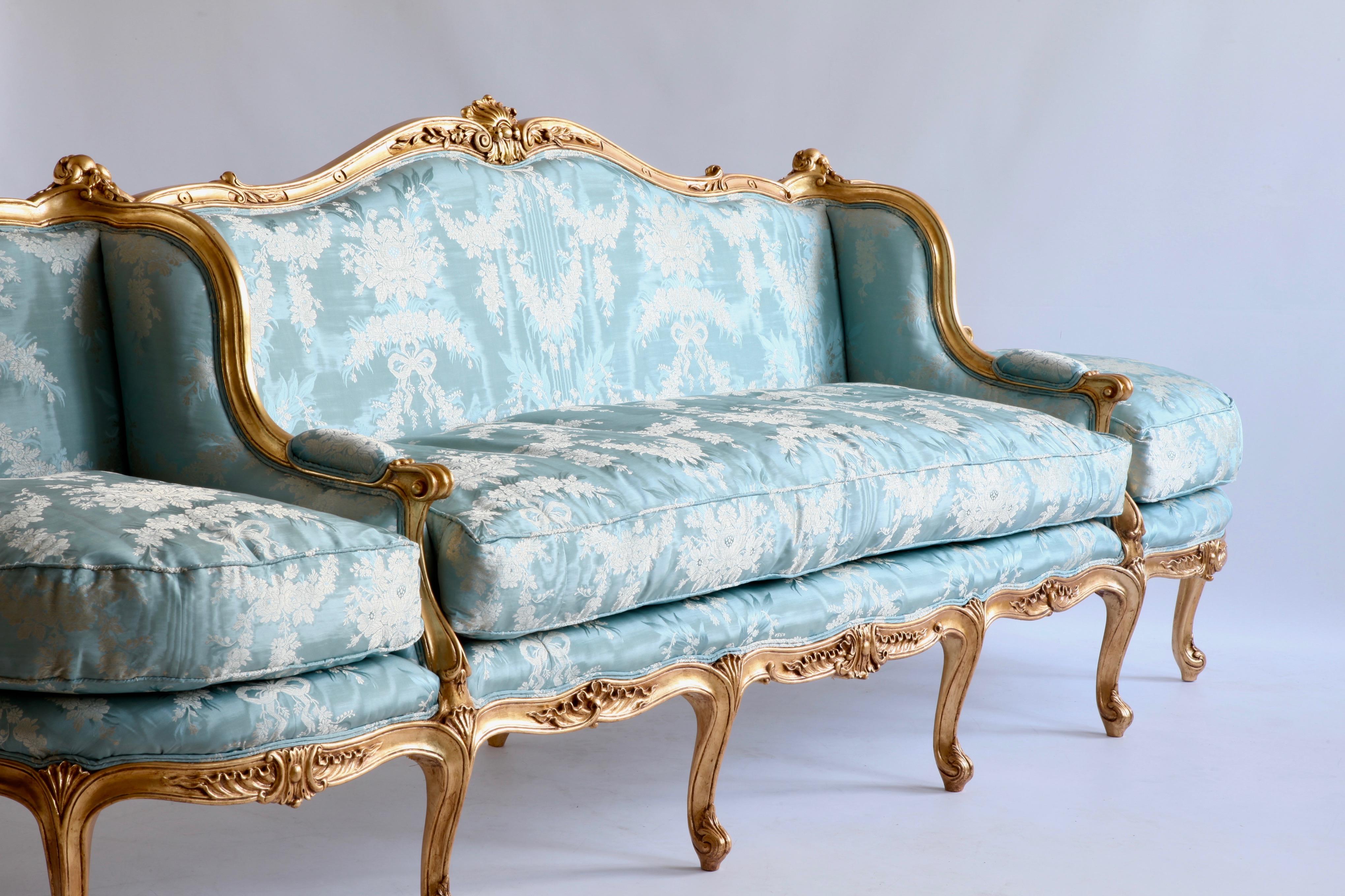 Giltwood Sofa Hand Carved in the Louis XV Style For Sale 2