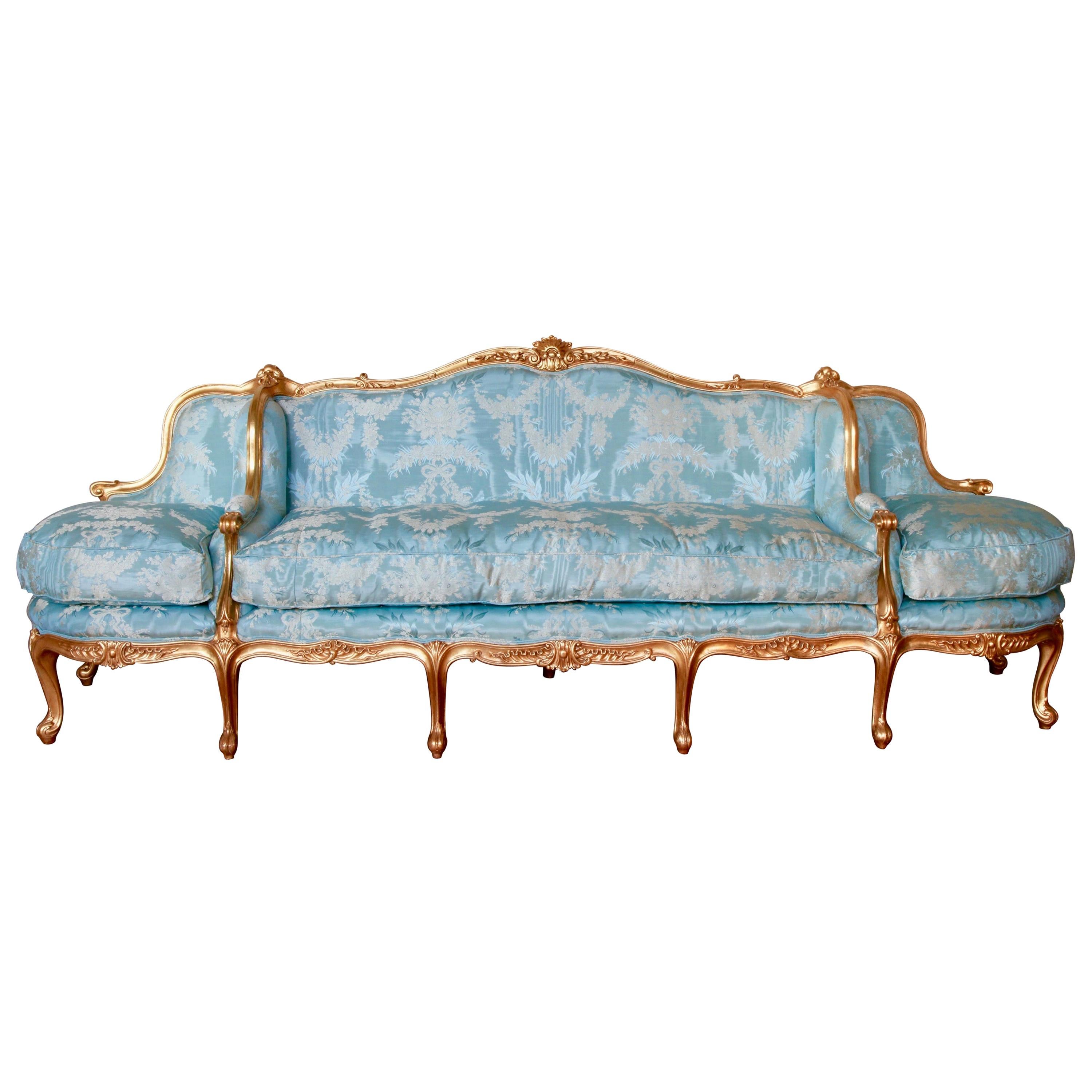 Sofa aus vergoldetem Holz, handgeschnitzt im Louis-XV-Stil