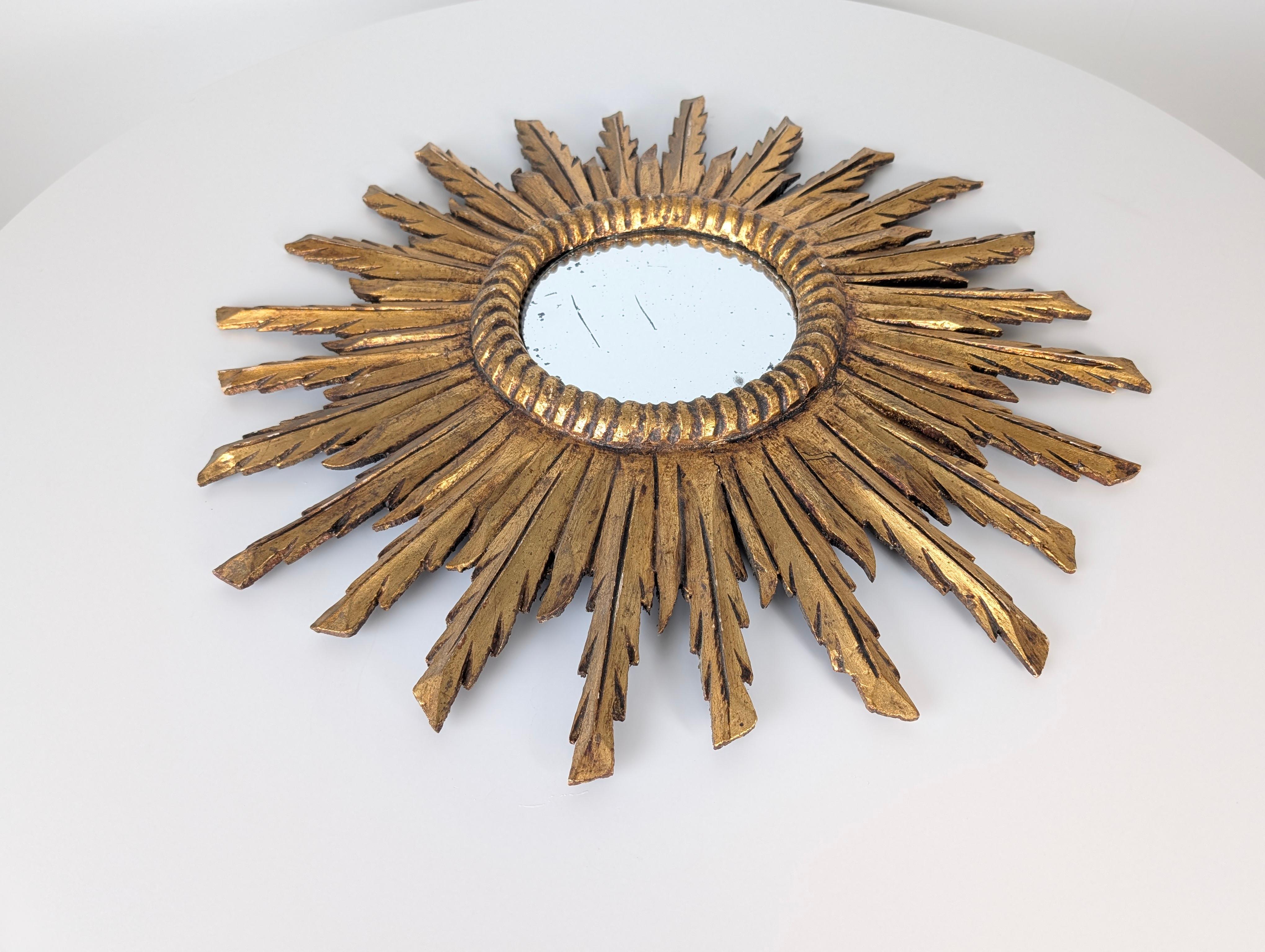 Specchio Giltwood Sunburst, anni '50 in vendita 3
