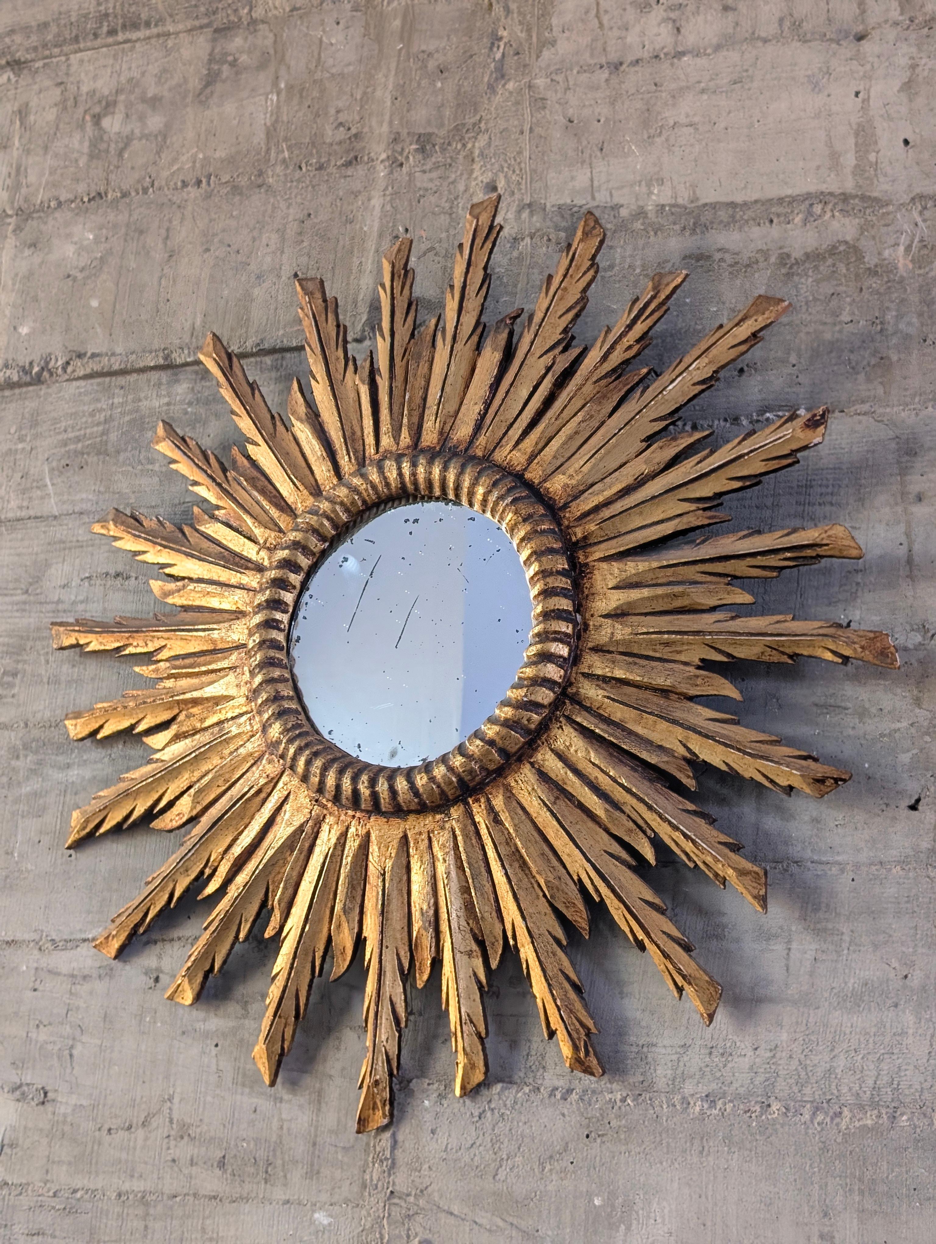 Specchio Giltwood Sunburst, anni '50 in vendita 4