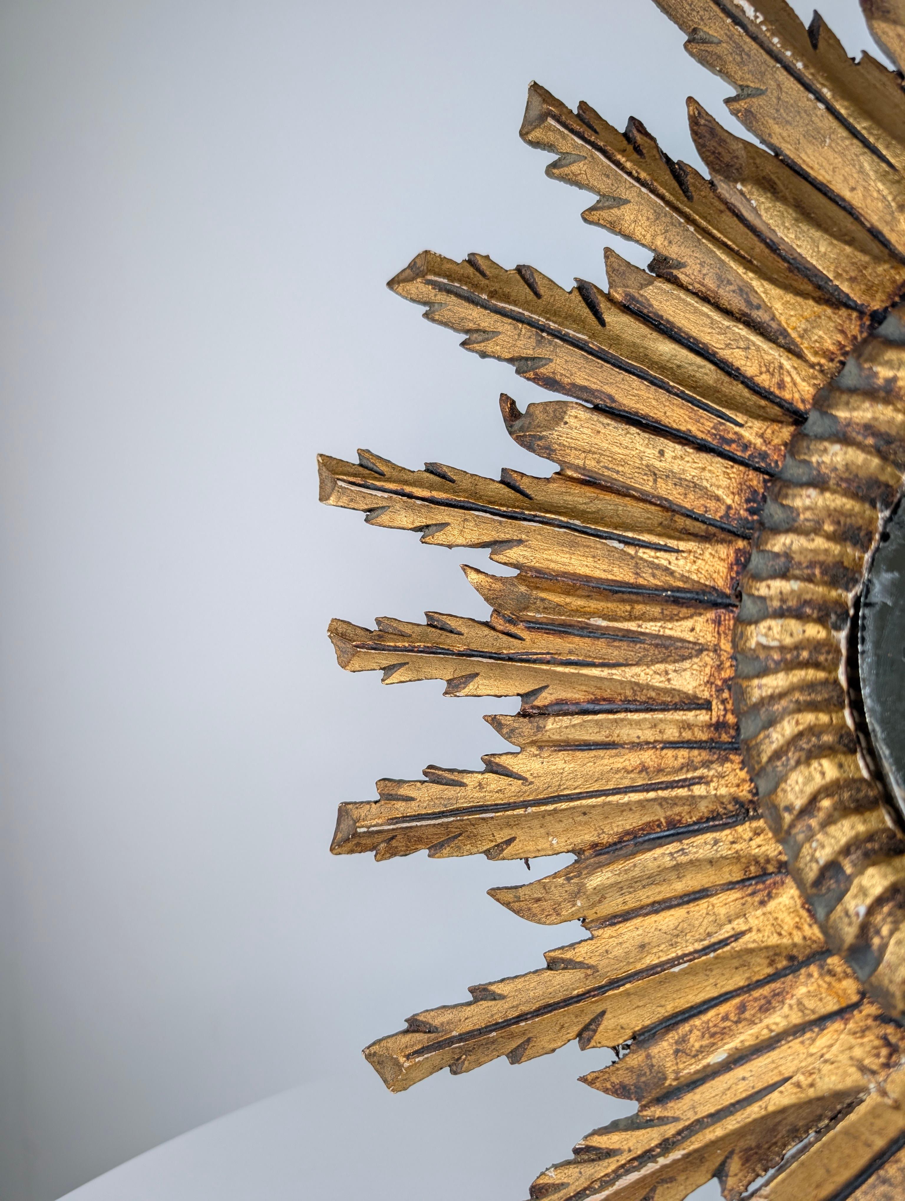 Specchio Giltwood Sunburst, anni '50 in vendita 2