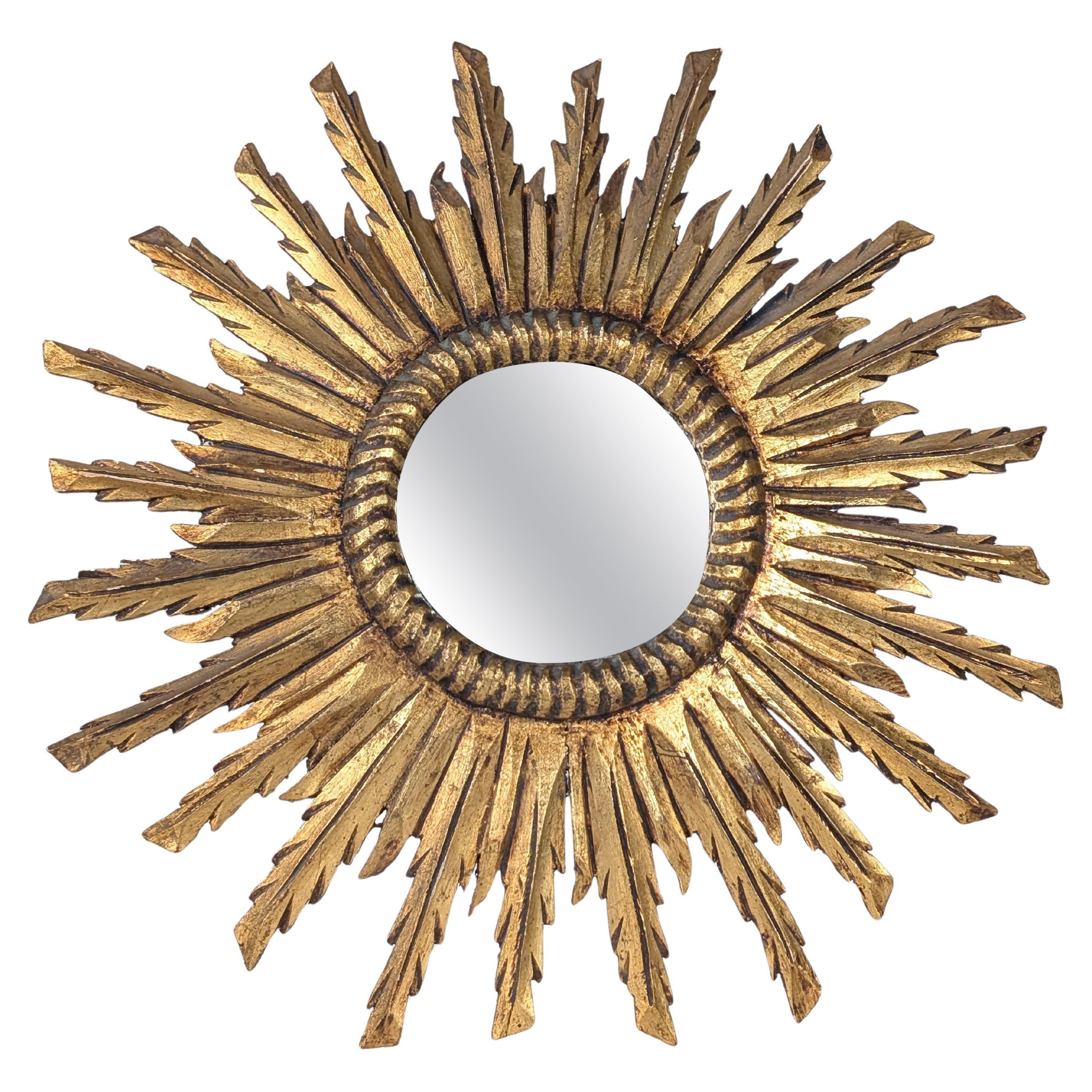 Specchio Giltwood Sunburst, anni '50