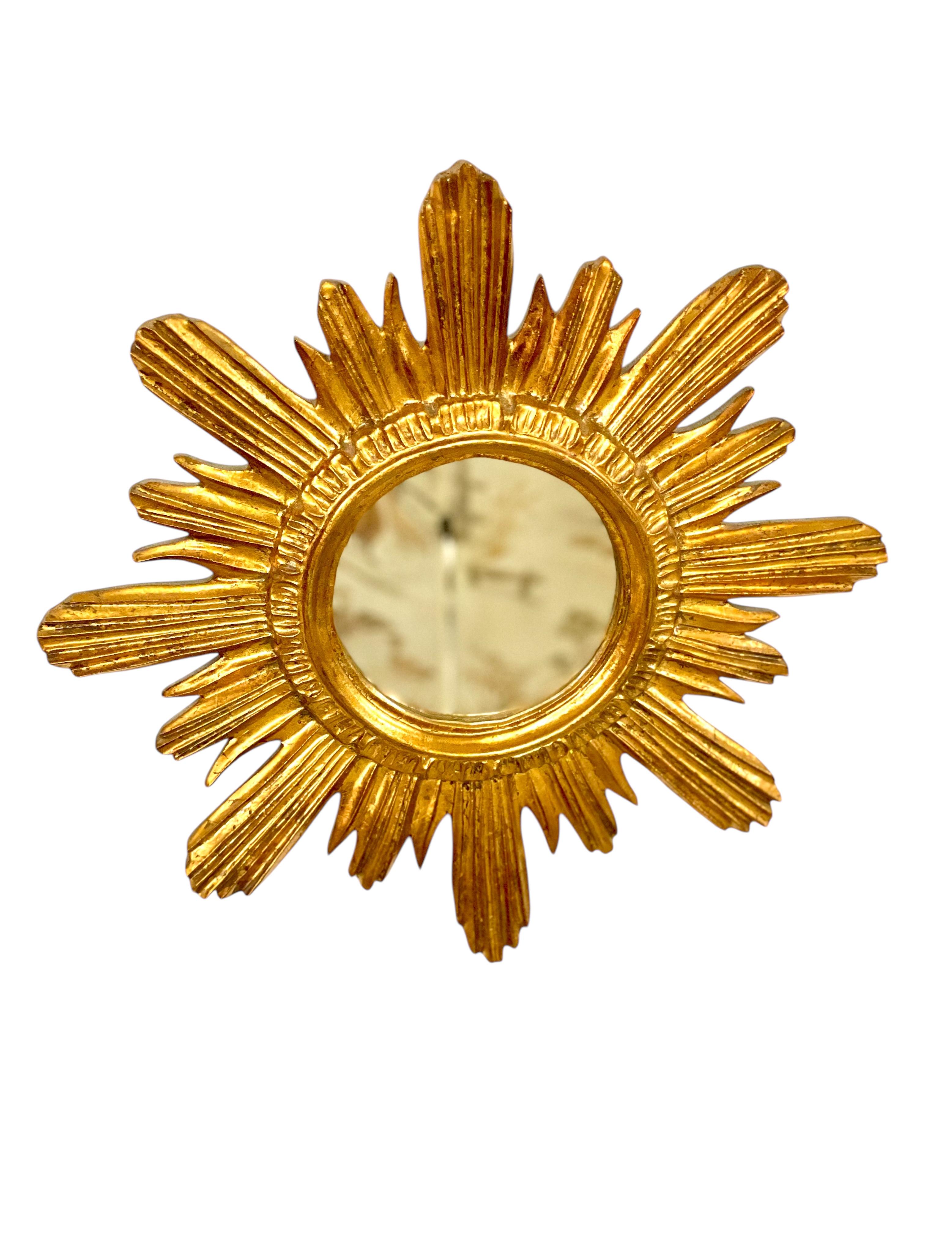 French Giltwood Sunburst Mirror For Sale