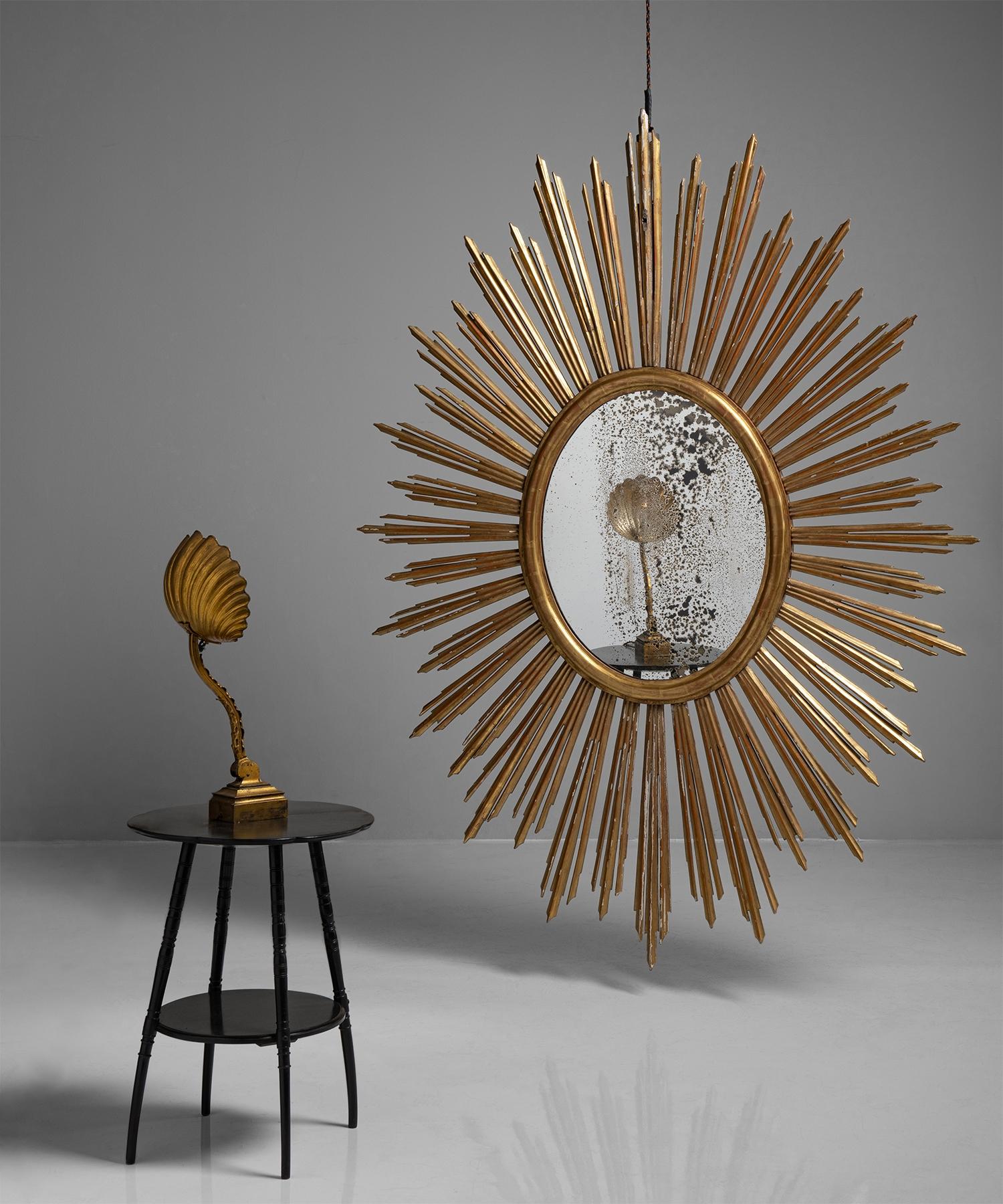 French Giltwood Sunburst Mirror