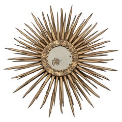 Miroir en bois doré Sunburst