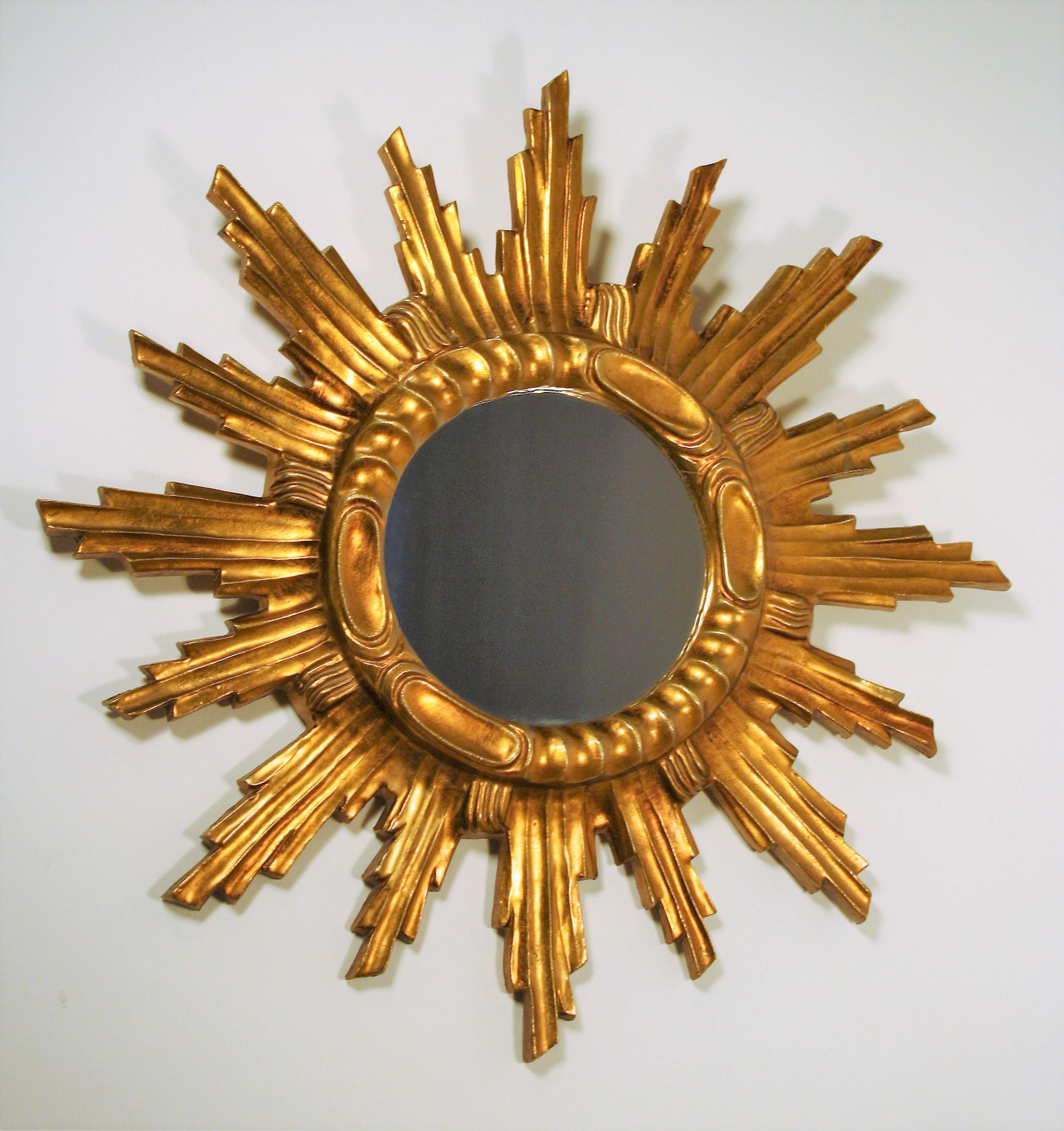 Mid-Century Modern Giltwood Sunburst Mirror, Italy, 1960s