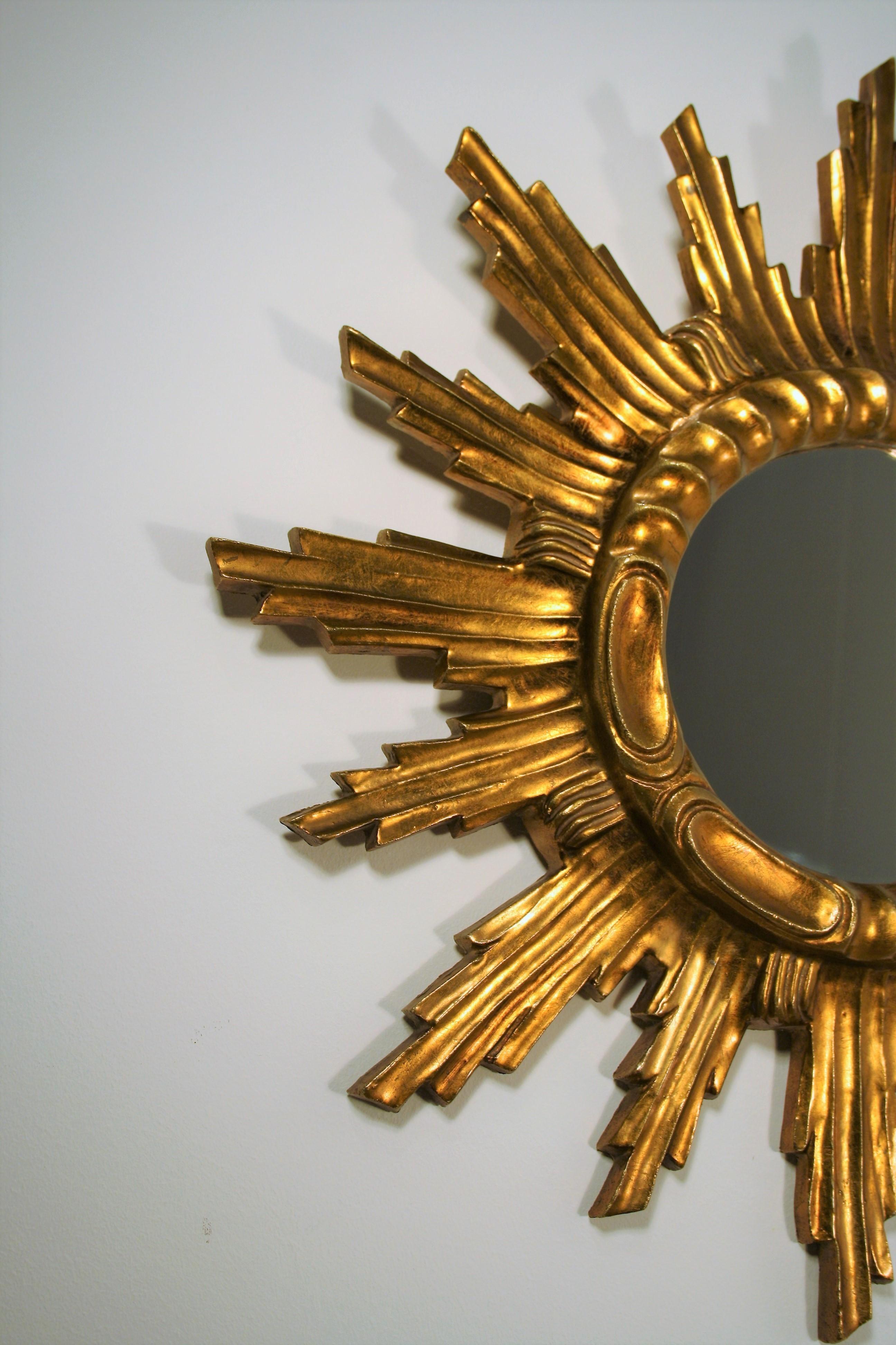 Italian Giltwood Sunburst Mirror, Italy, 1960s