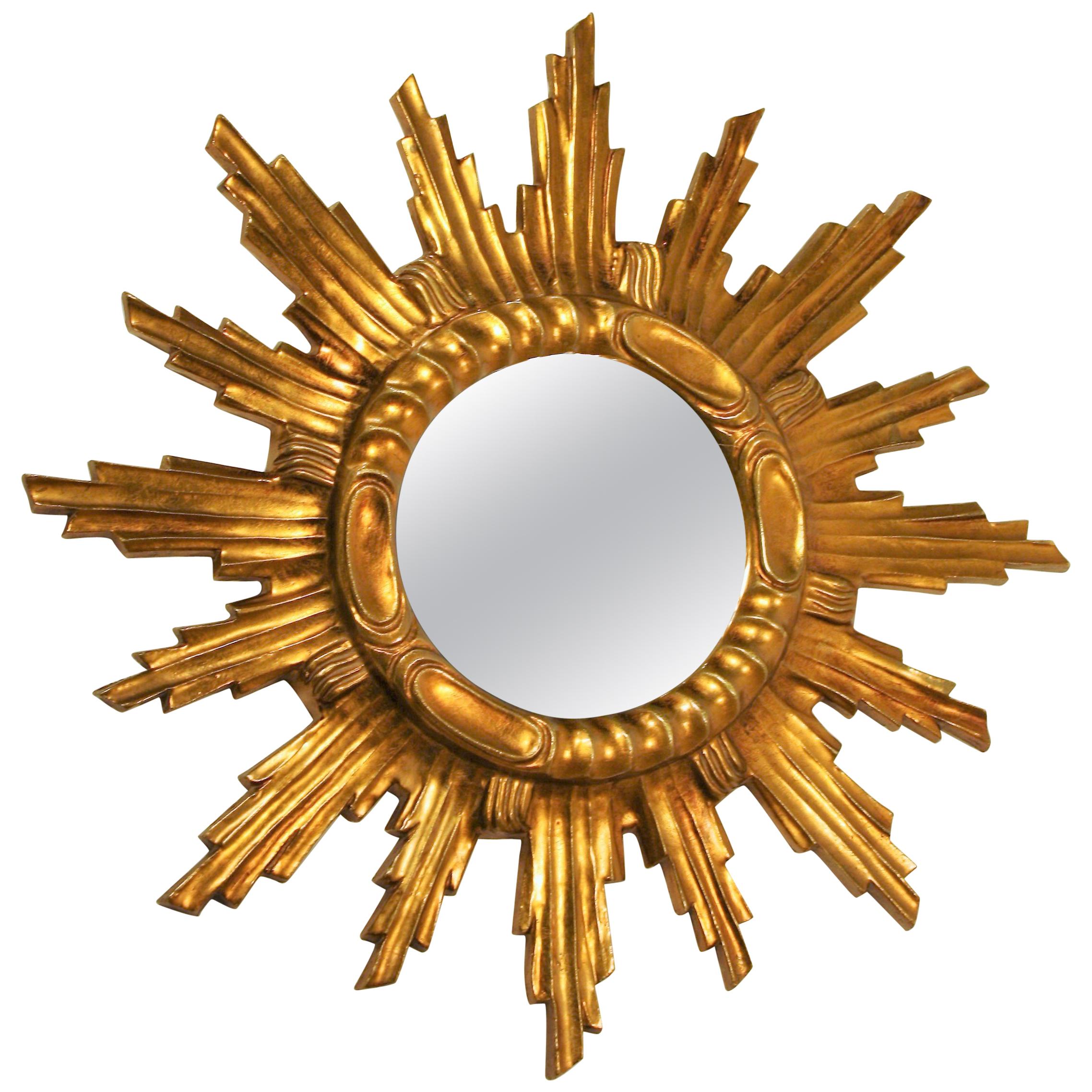 Giltwood Sunburst Mirror, Italy, 1960s