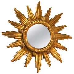 Giltwood Sunburst Mirror, Italy, 1960s
