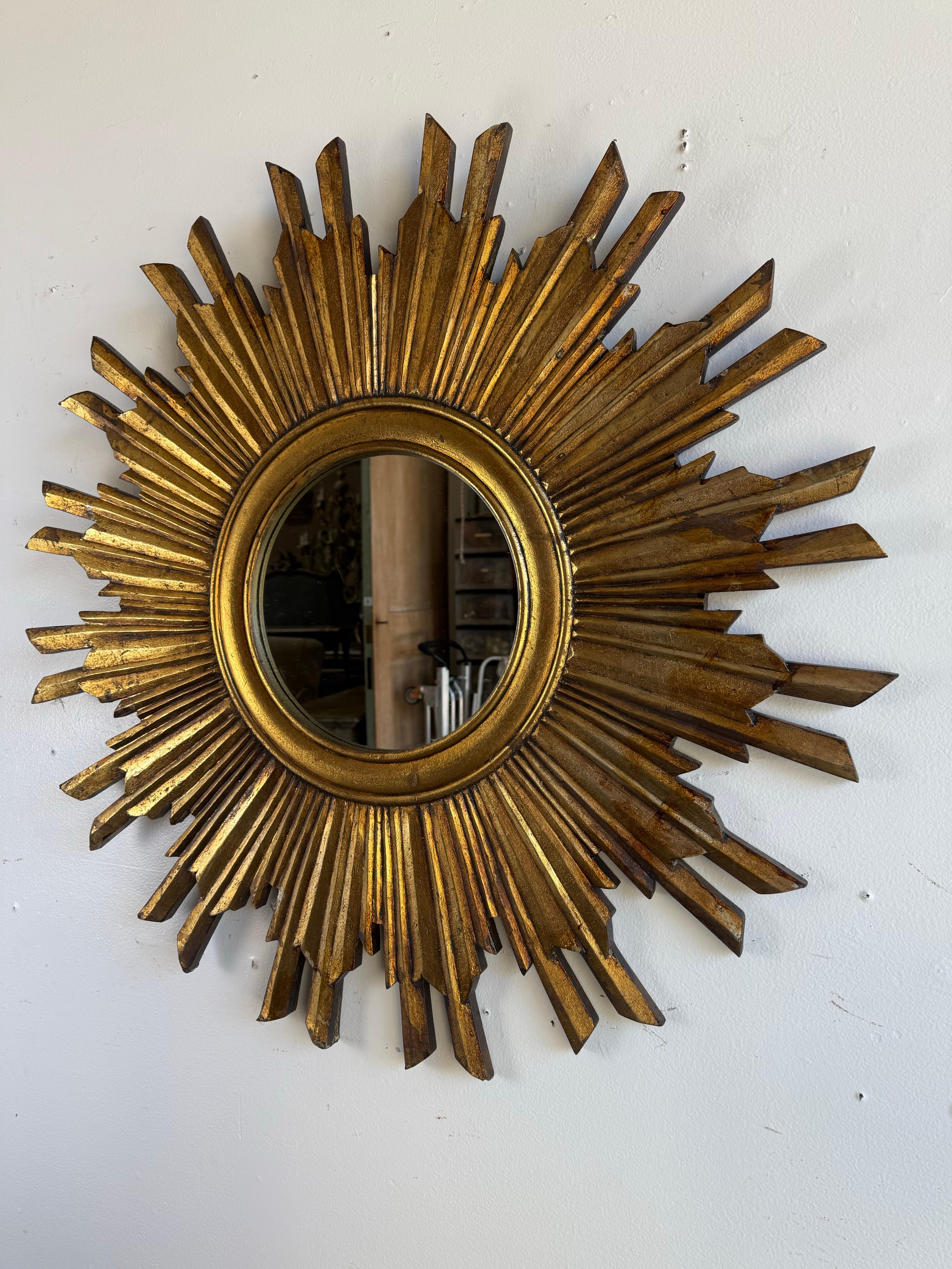 Neoclassical Revival Giltwood Sunburst Mirror, Mid-20th Century For Sale