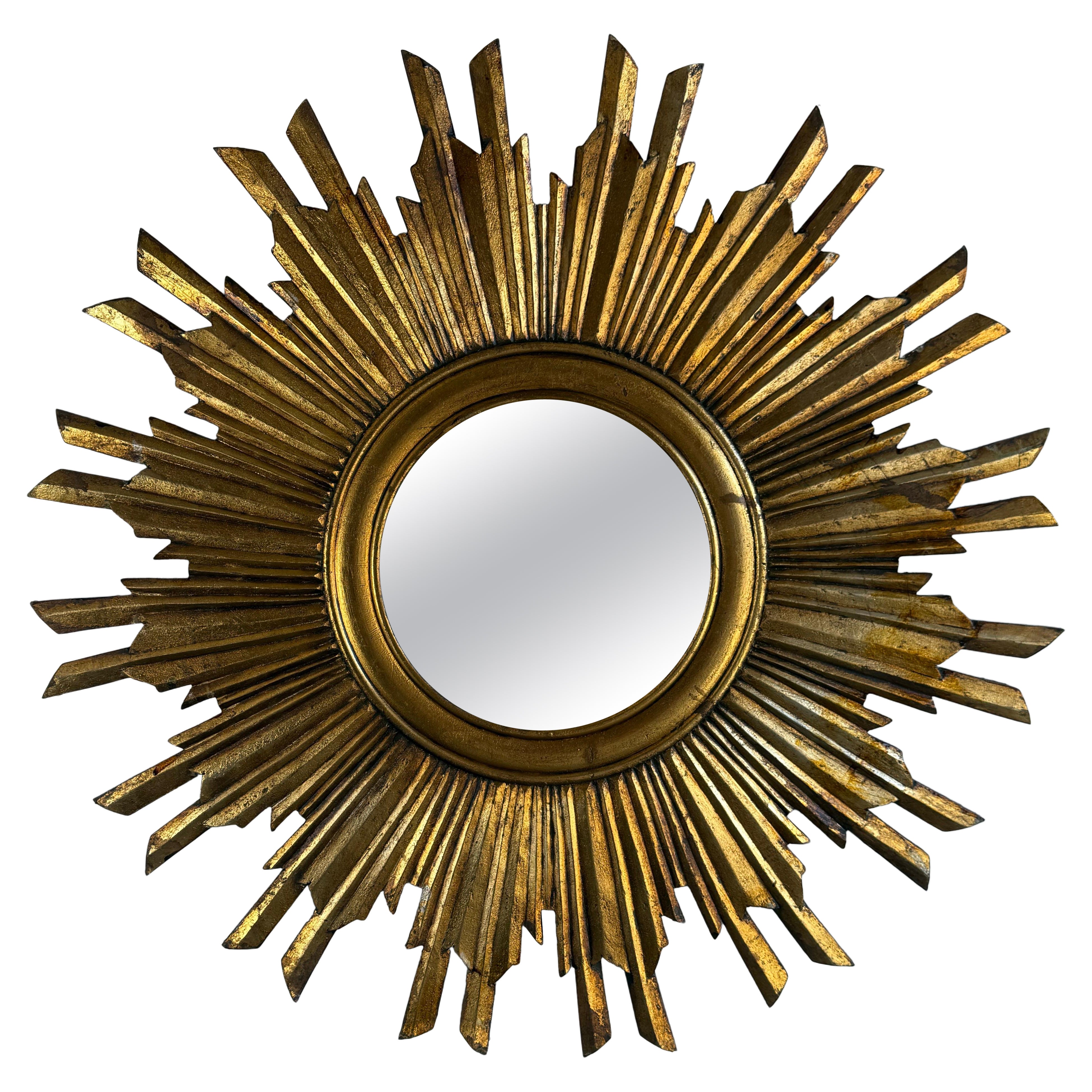 Giltwood Sunburst Mirror, Mid-20th Century For Sale