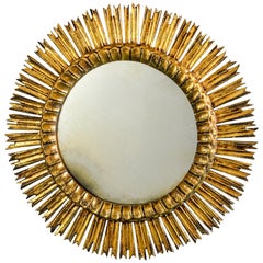 Giltwood Sunburst Mirror with Short Rays