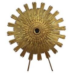 Miroirs Sunburst XL en bois doré, Italie, 2 pièces disponibles